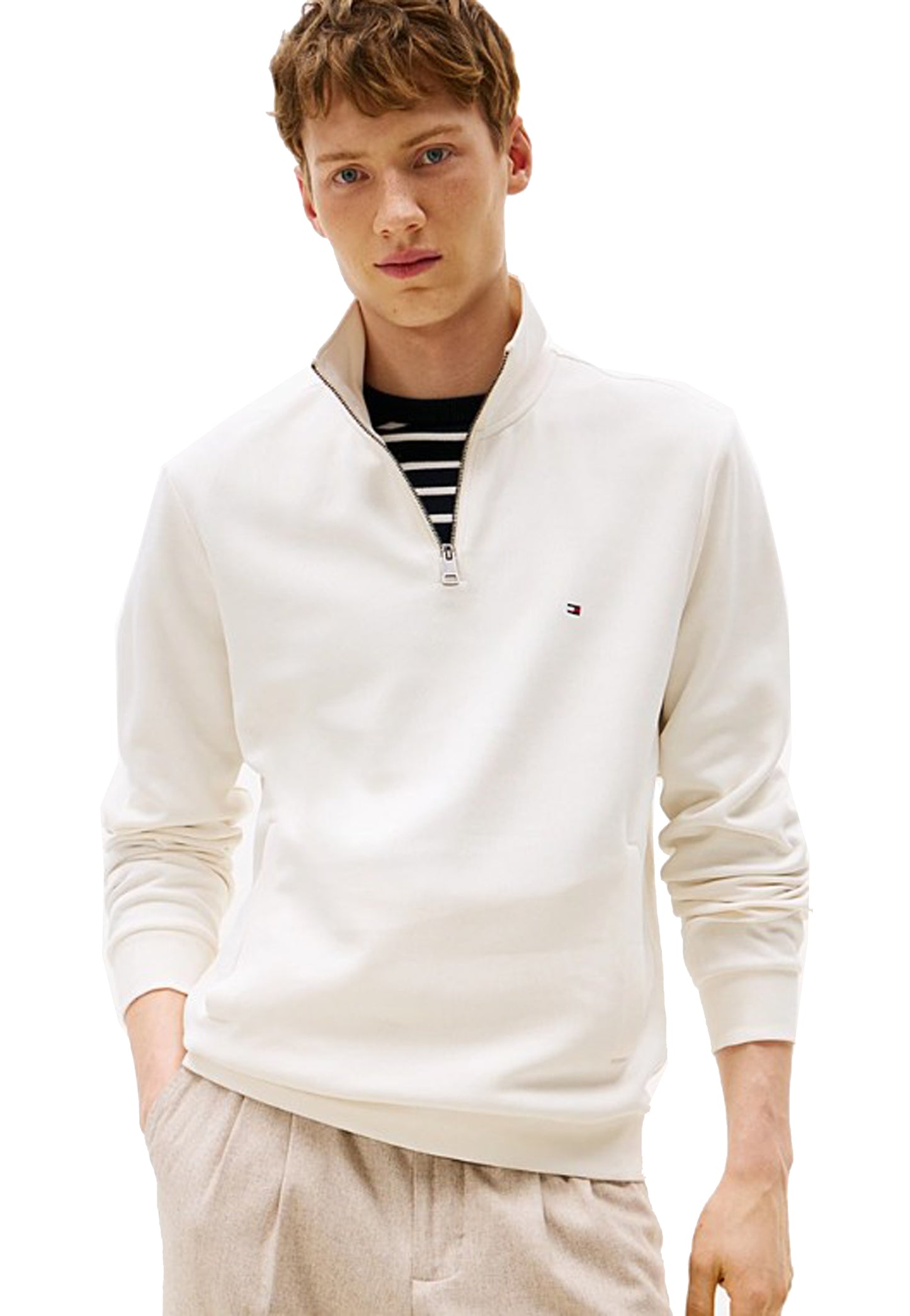 Felpa con mezza zip bianca tecnica Tommy Hilfiger P26 MW0MW36510Z00 Z00Z00 TOMMY HILFIGER PRE 