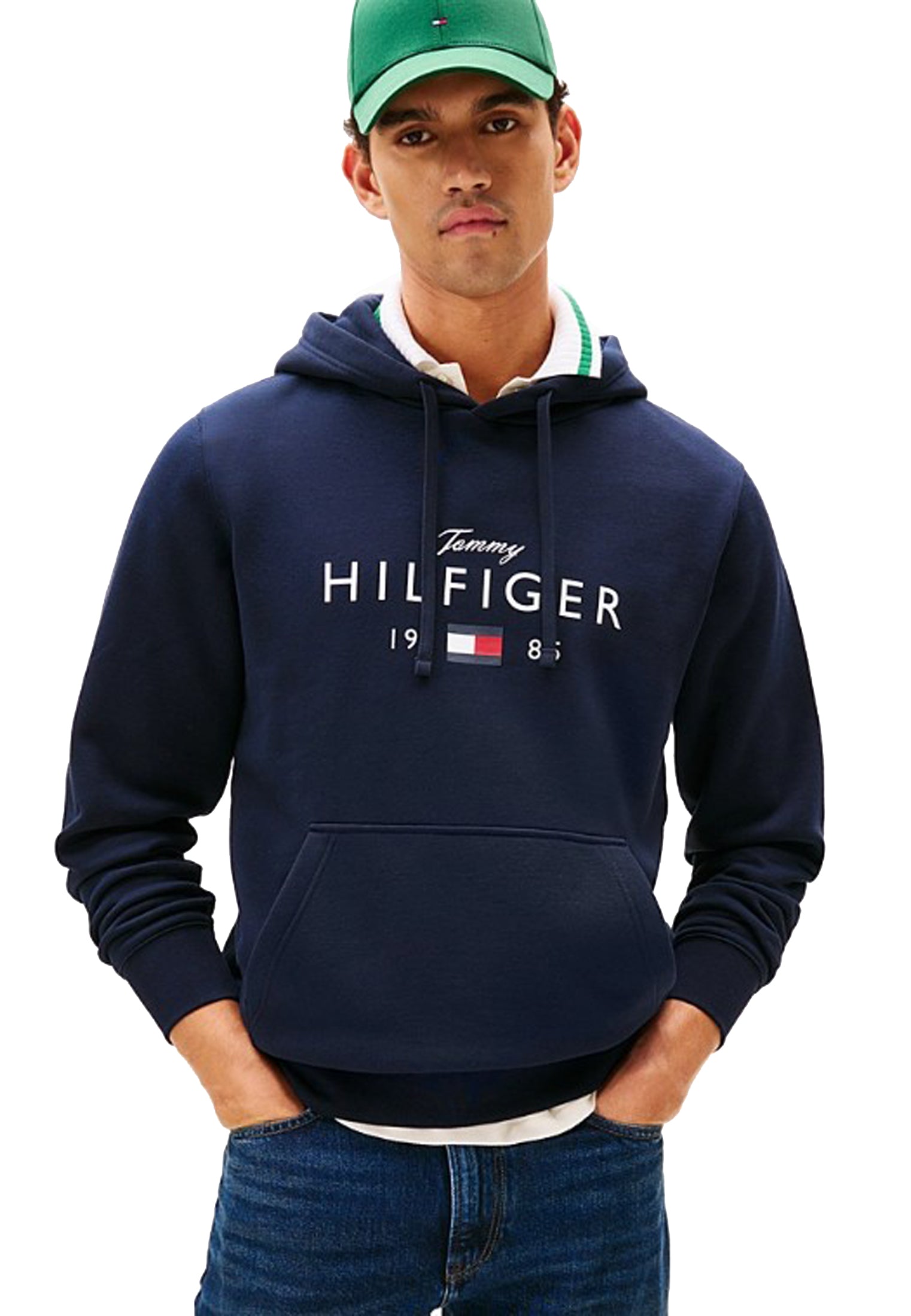 Felpa con cappuccio blu misto cotone Tommy Hilfiger P26 MW0MW41427DW5 DW5DW5 TOMMY HILFIGER PRE 