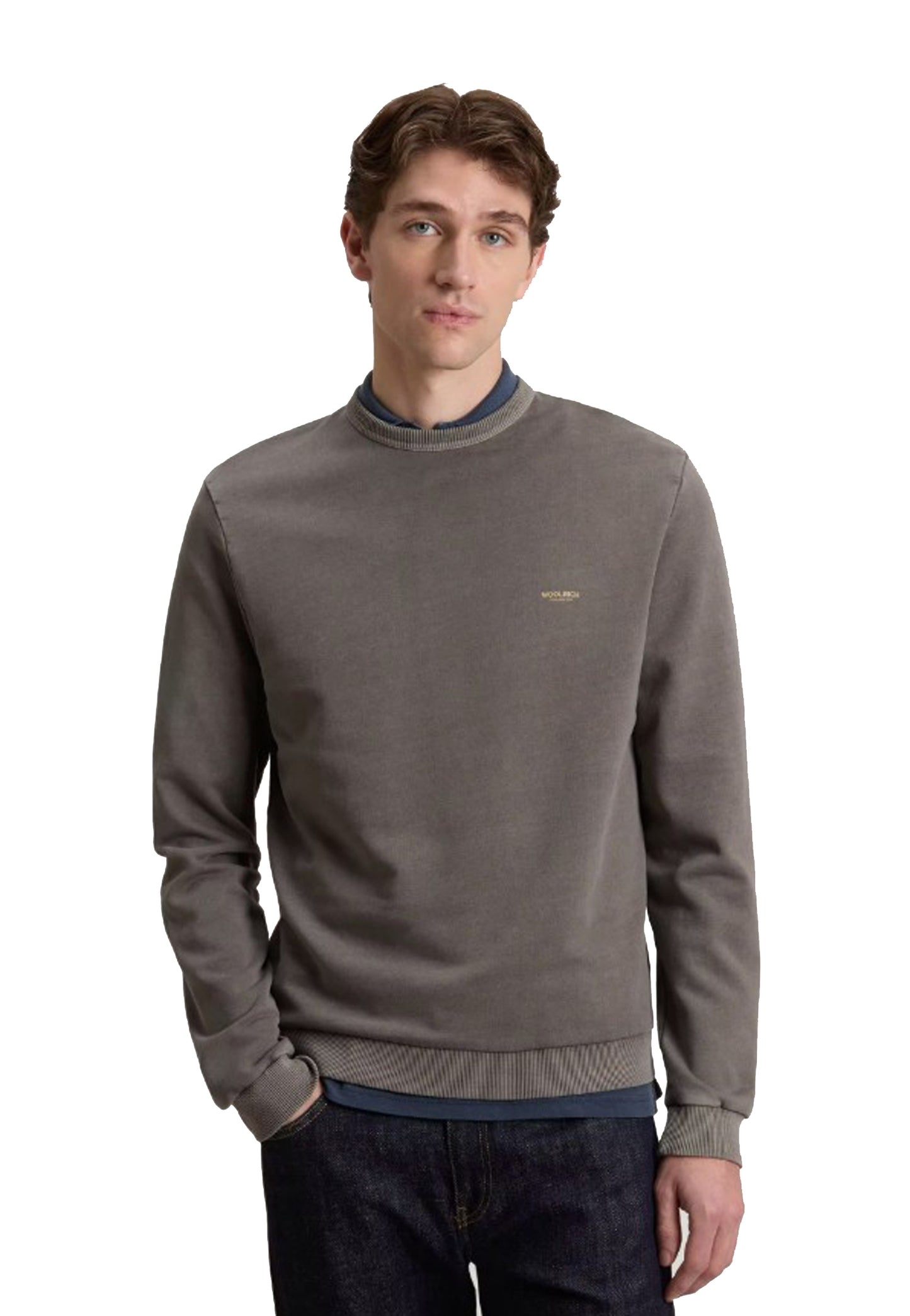 Felpa girocollo verde oliva cotone Woolrich P26 CFWOSW2044MRUT5381 66716671 WOOLRICH 