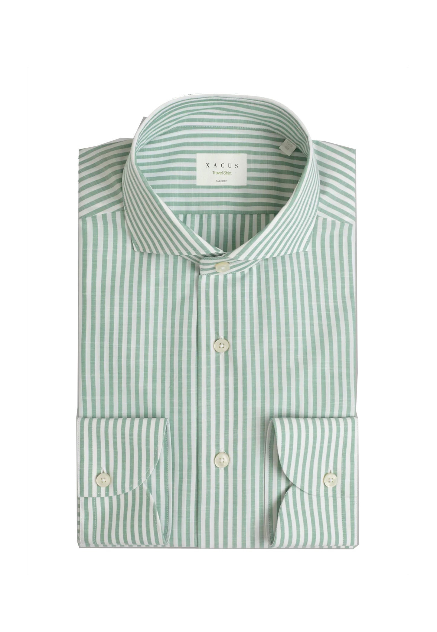 Camicia classica collo francese righe verde cotone tailor fit Travel Xacus P26 WF536ML/21833 //010 XACUS 