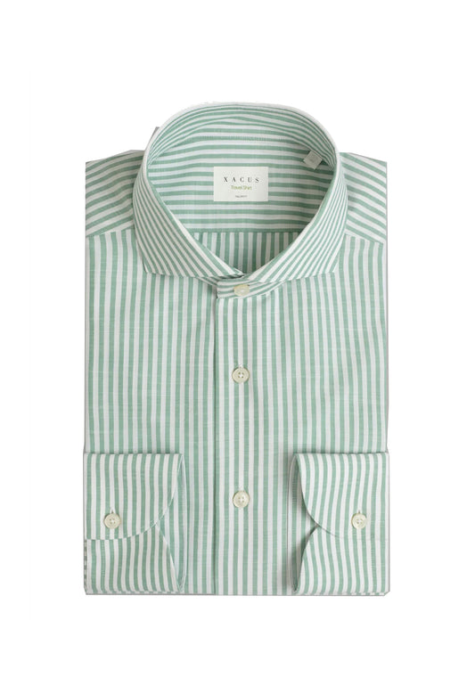 Camicia classica collo francese righe verde cotone tailor fit Travel Xacus P26 WF536ML/21833 //010 XACUS 