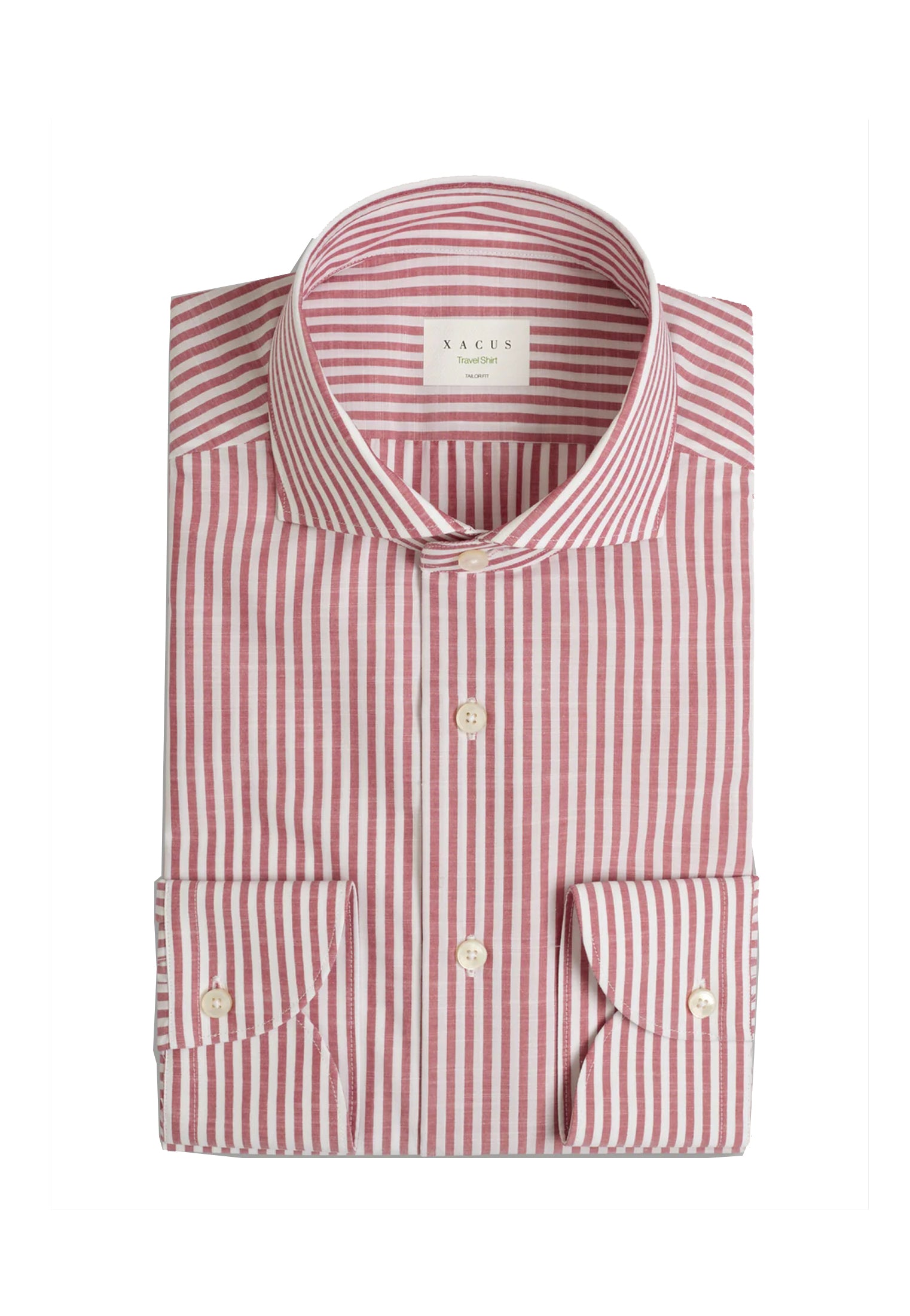 Camicia classica collo francese righe rosse cotone tailor fit Travel Xacus P26 WF536ML/21833 //011 XACUS 