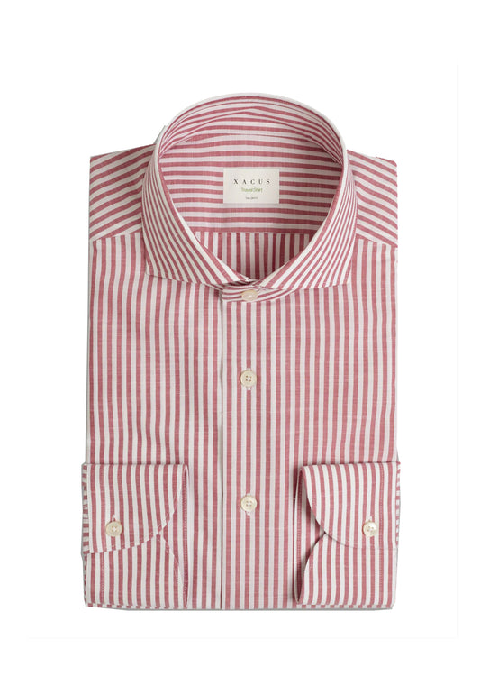Camicia classica collo francese righe rosse cotone tailor fit Travel Xacus P26 WF536ML/21833 //011 XACUS 