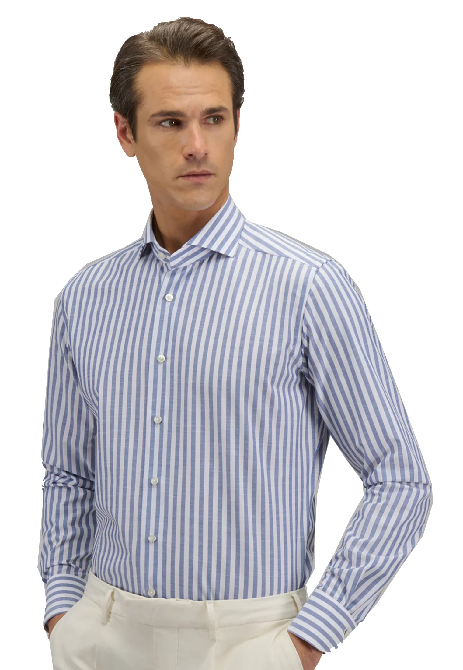 Camicia classica righe larghe blu cotone Travel collo francese Xacus P26 WF536ML/21834 //003 XACUS 
