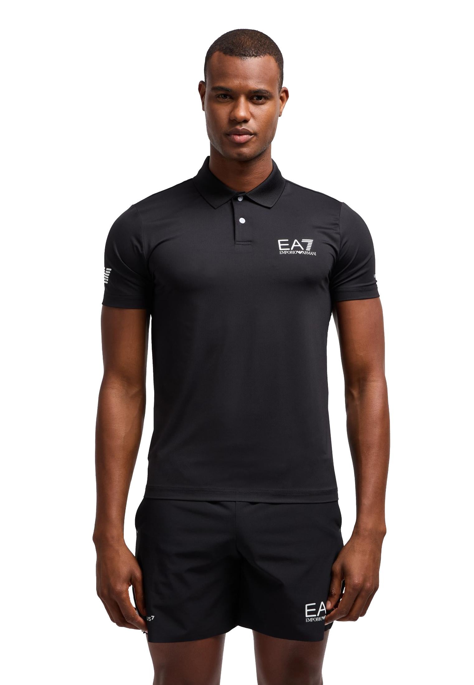 Polo tecnica nera maniche corte sportiva Ventus7 EA7 Armani P26 8NPF23 PJEMZ 12001200 EA7 TENNIS 