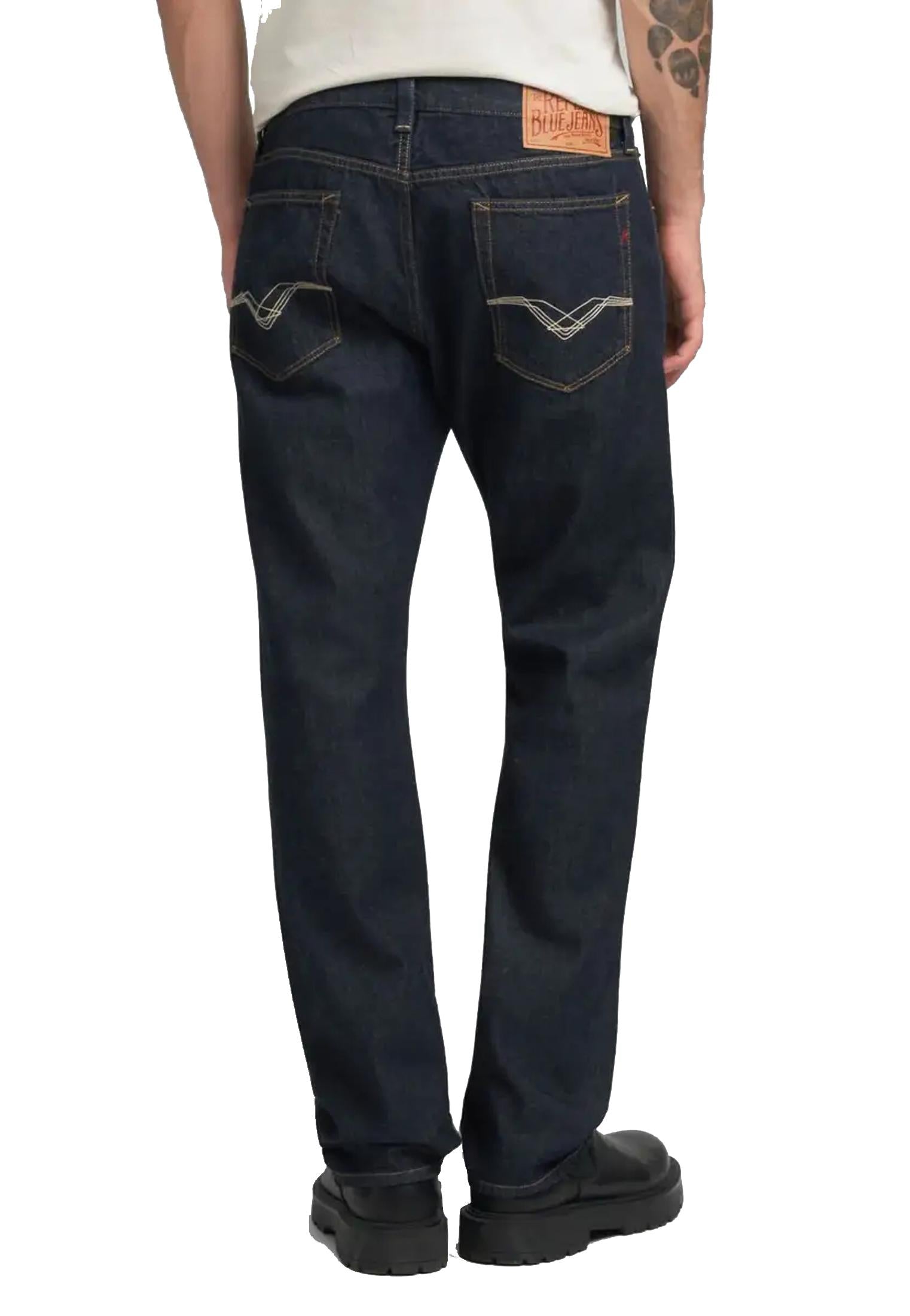 Pantaloni jeans blu regular fit Deryck Replay A25 M1039R.000.814 07A 007007 REPLAY 