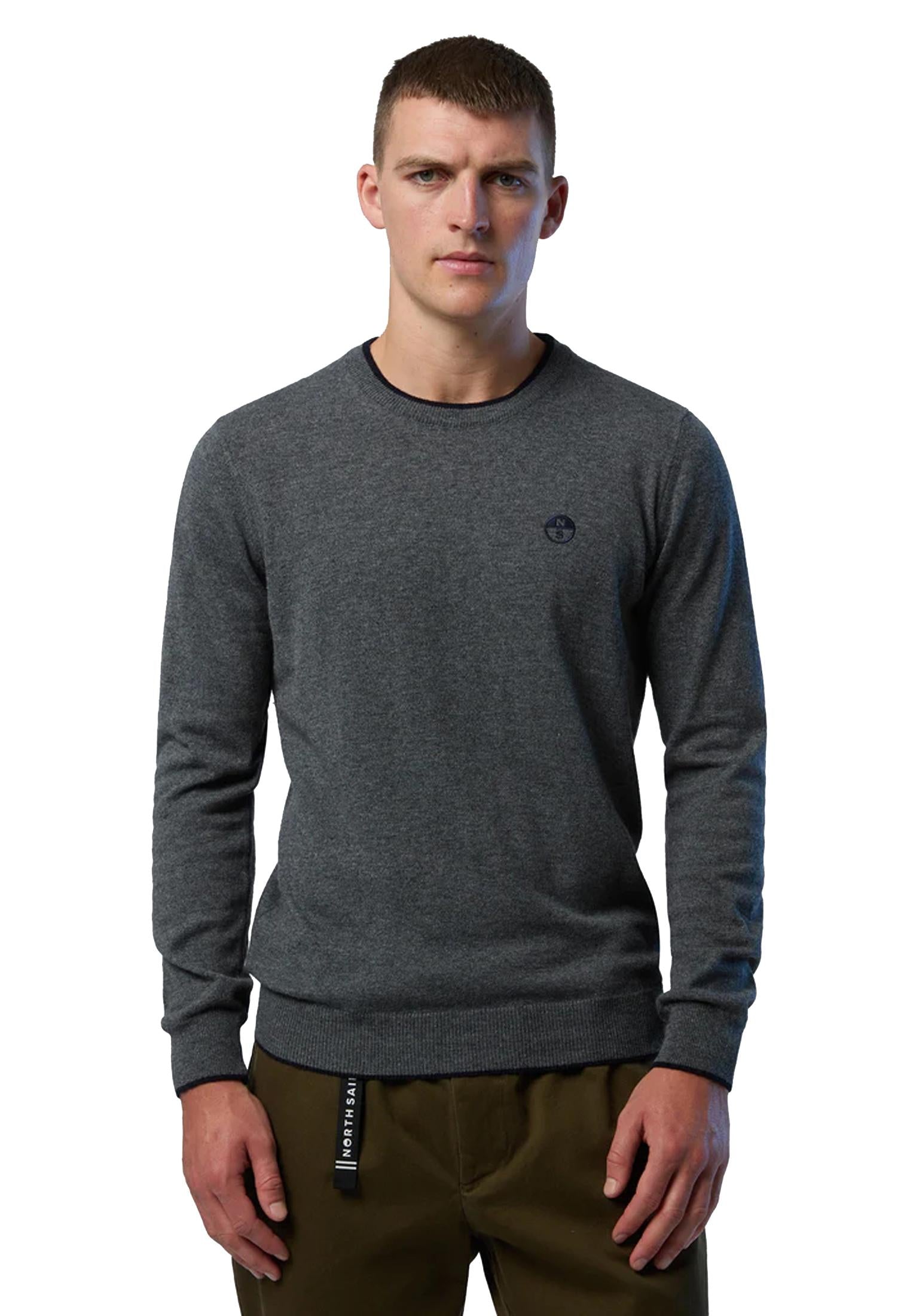 Maglione girocollo logo ricamato grigio North Sails A25 699775 09280928 NORTH SAILS 