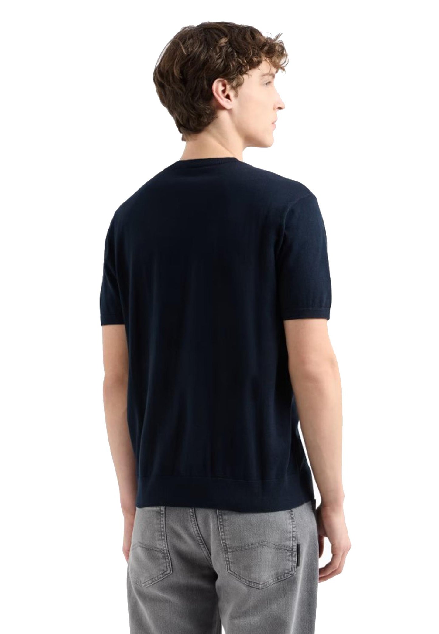 T-shirt girocollo cotone blu in maglia maniche corte Armani Exchange P25