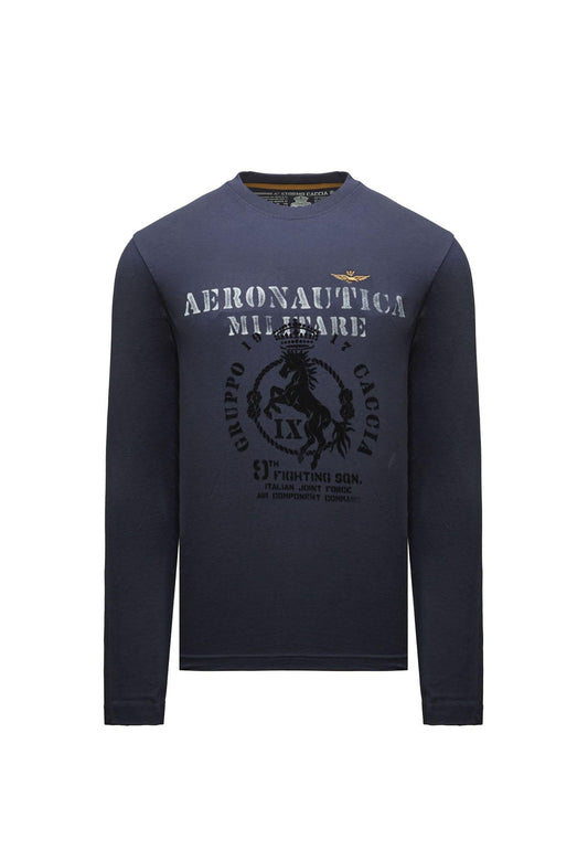T-shirt girocollo maniche lunge blu navy Aeronautica Militare A25 252TS2471UJ00641 0818408184 AERONAUTICA MILITARE 