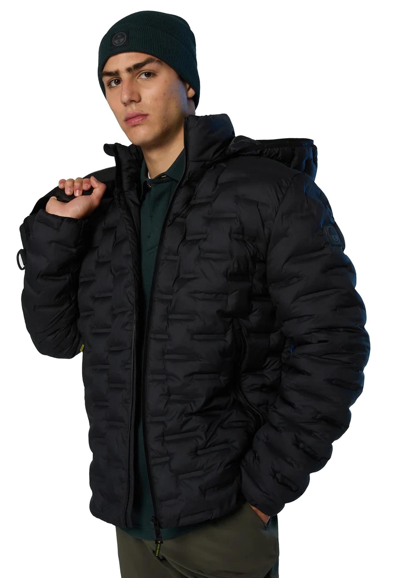 Giacca imbottita nera ultra leggera Laser con cappuccio North Sails A25 603370 09990999 NORTH SAILS 