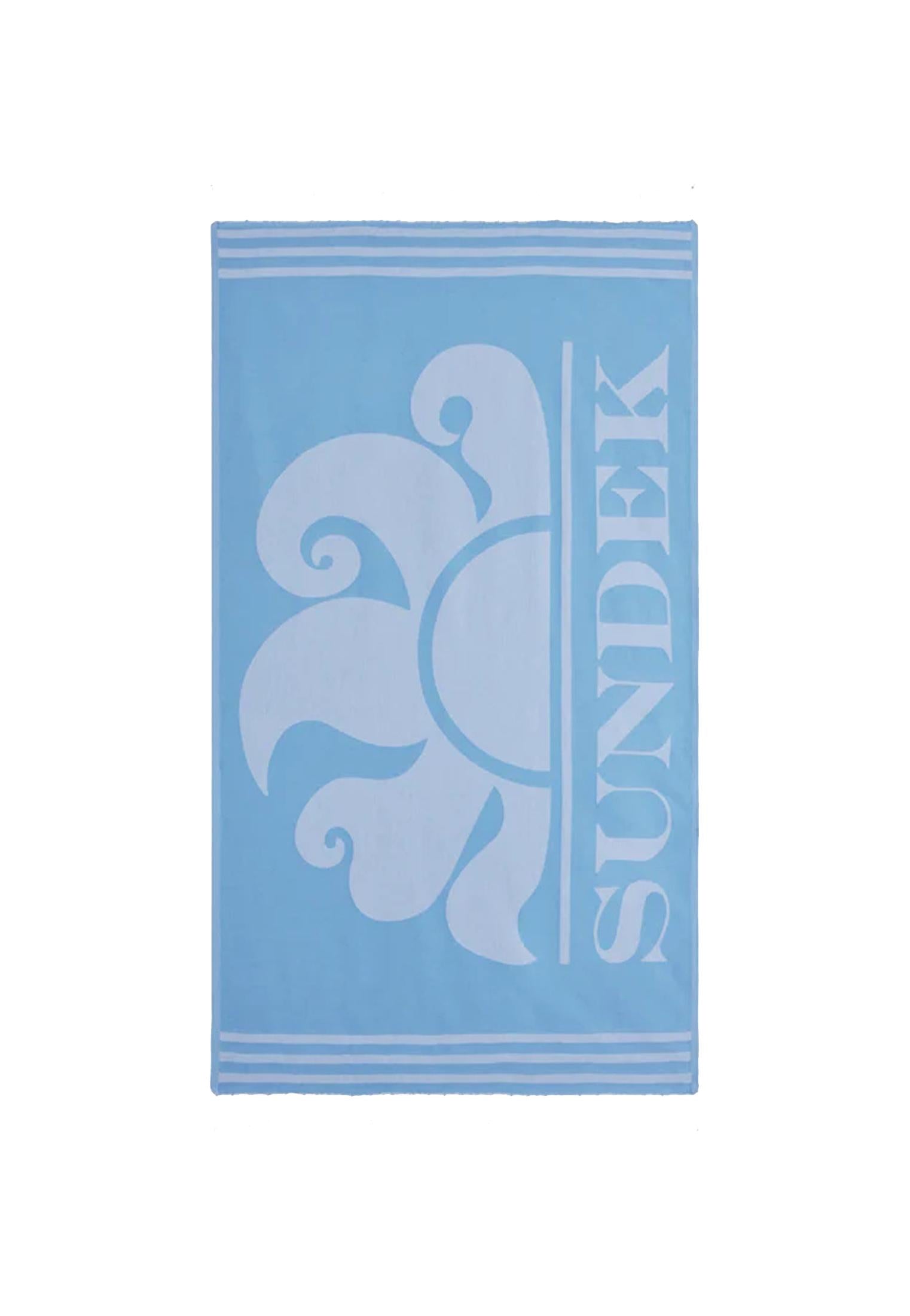 Telo mare spiaggia azzurro con frange cotone Sundek P26 AM401ATC1000 T6S00186600 SUNDEK 