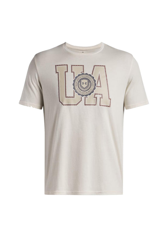 T-shirt girocollo beige College Crest Logo Under Armour A25 77-6005611 02790279 UNDER ARMOUR 