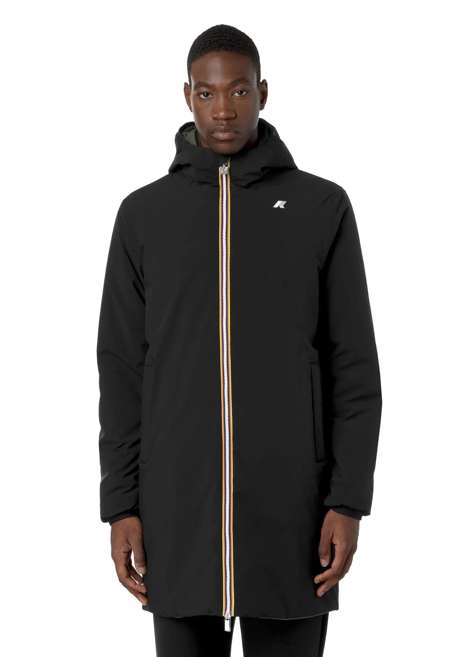 Giacca calda reversibile lunga nero impermeabile antivento Jacob St Warm Reversibile K-way A25 K6128WW AH3AH3 K-WAY 