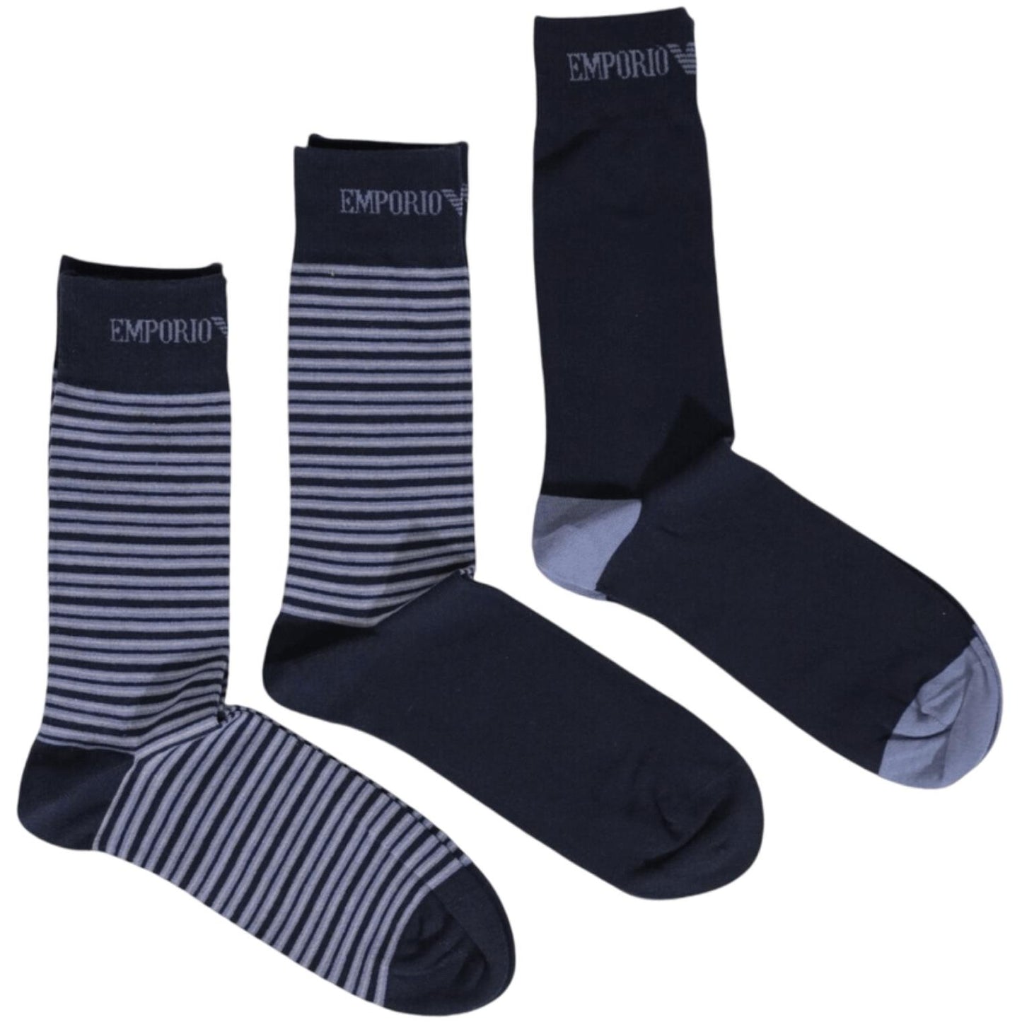Set di 3 paia di calze con pattern rigato nero grigio melange Emporio Armani A24