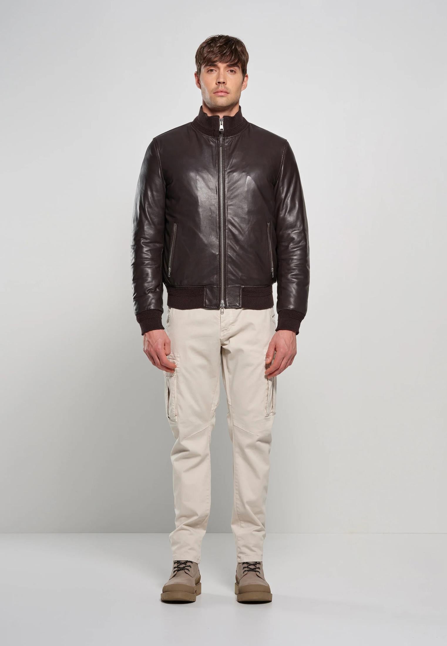 Giubbotto bomber pelle marrone Bomboogie A25 JMPATH LDF514 BOMBOOGIE 