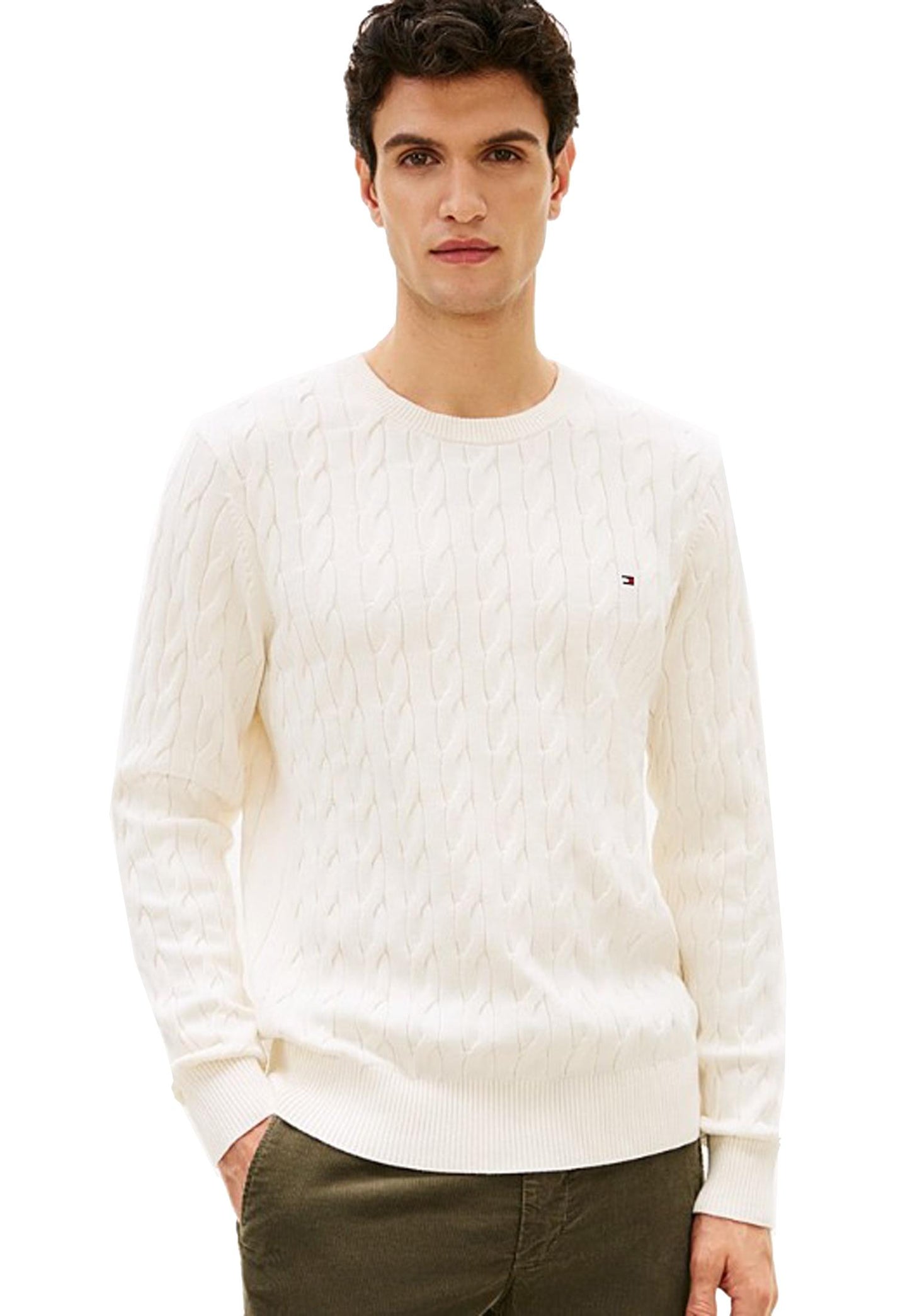 Maglia pullover cotone bianca intrecciata Tommy Hilfiger P26 MW0MW33132Z00 Z00Z00 TOMMY HILFIGER PRE 