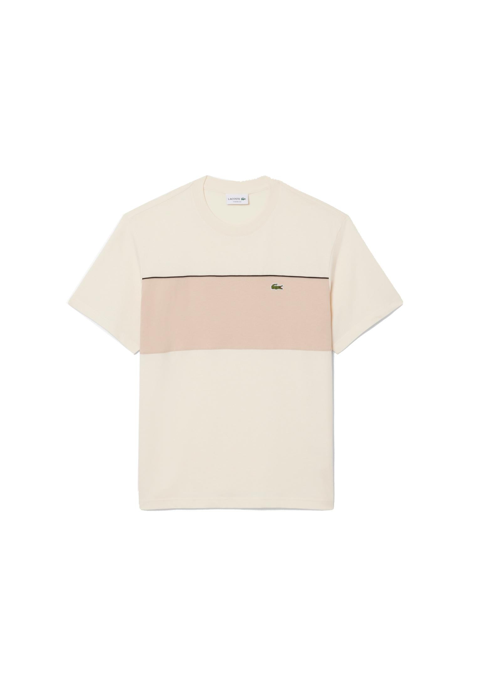 T-shirt girocollo beige color block cotone Lacoste P26 TH0896 3RR3RR LACOSTE 