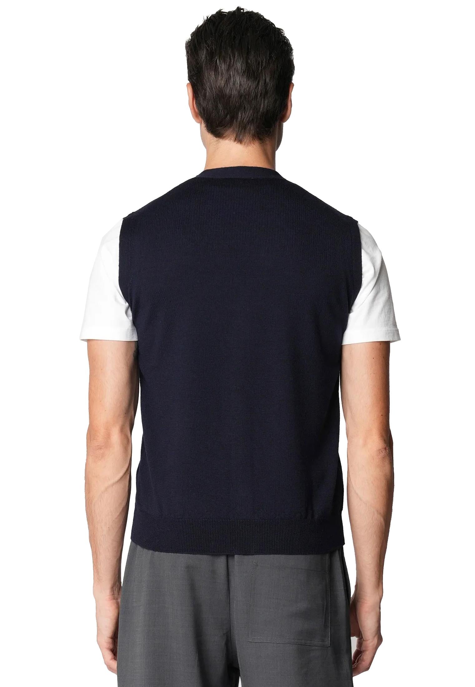 Gilet smanicato blu scuro lana merino extrafine Bellwood A25 0325M0008 000015000015 BELLWOOD 