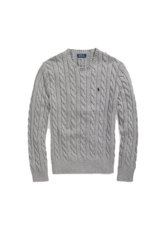 Maglia pullover girocollo treccia grigia cotone Polo Ralph Lauren P26 710775885013 FAWN GREY HEATHER POLO RALPH LAUREN 