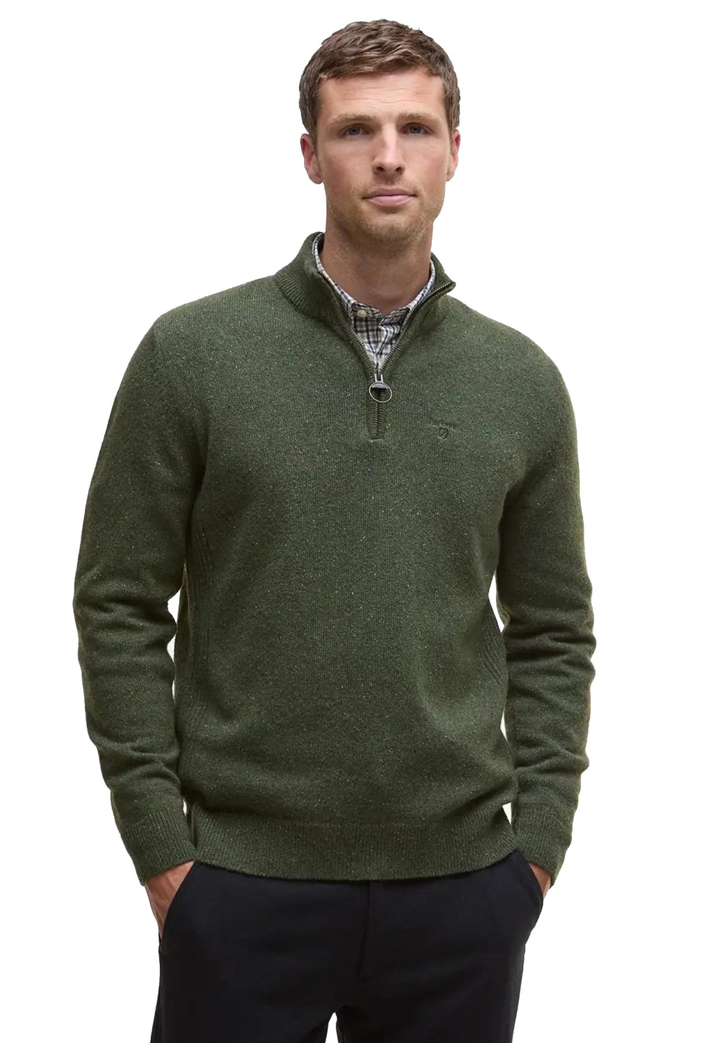 Maglione lana mezza zip verde Essential Tisbury Barbour A25 252MMKN1187 GN91GN91 BARBOUR 