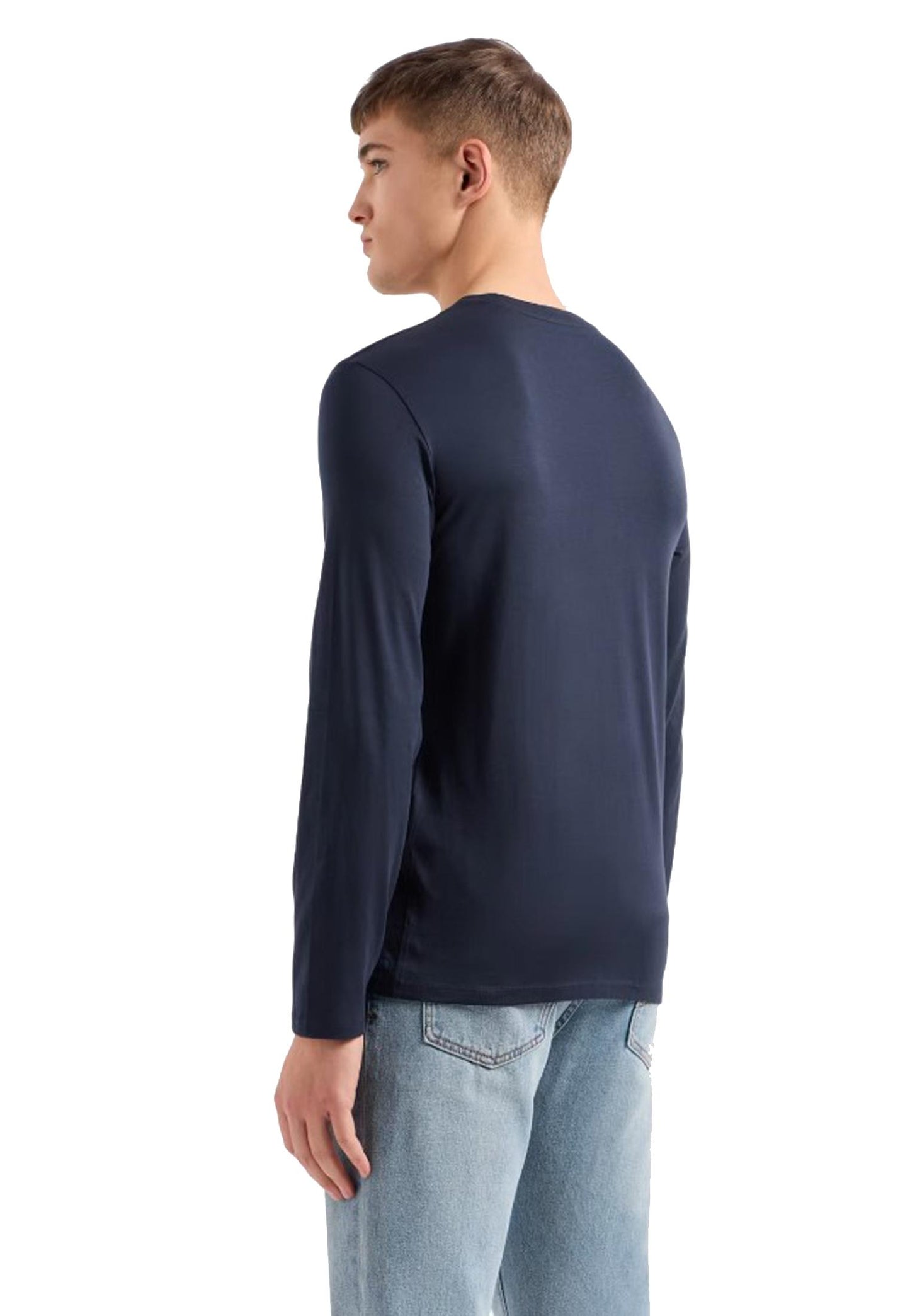 T-shirt girocollo blu maniche lunghe cotone Armani Exchange P25