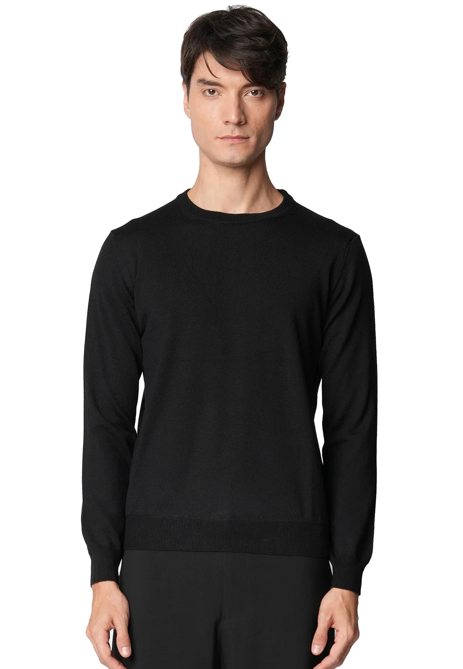 Maglia girocollo nero fine lana merino Bellwood A25 0325M0001 000016000016 BELLWOOD 