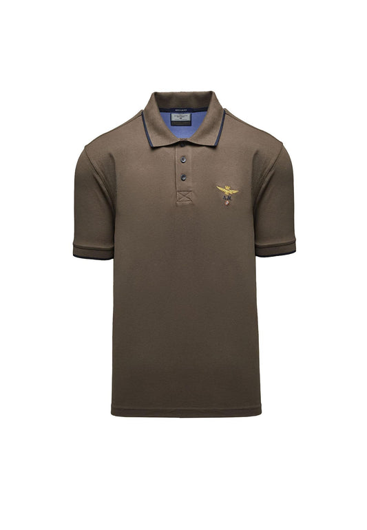 Polo mezze maniche marrone cotone Aeronautica Militare P26 261PO1308UP00082 5758657586 AERONAUTICA MILITARE 
