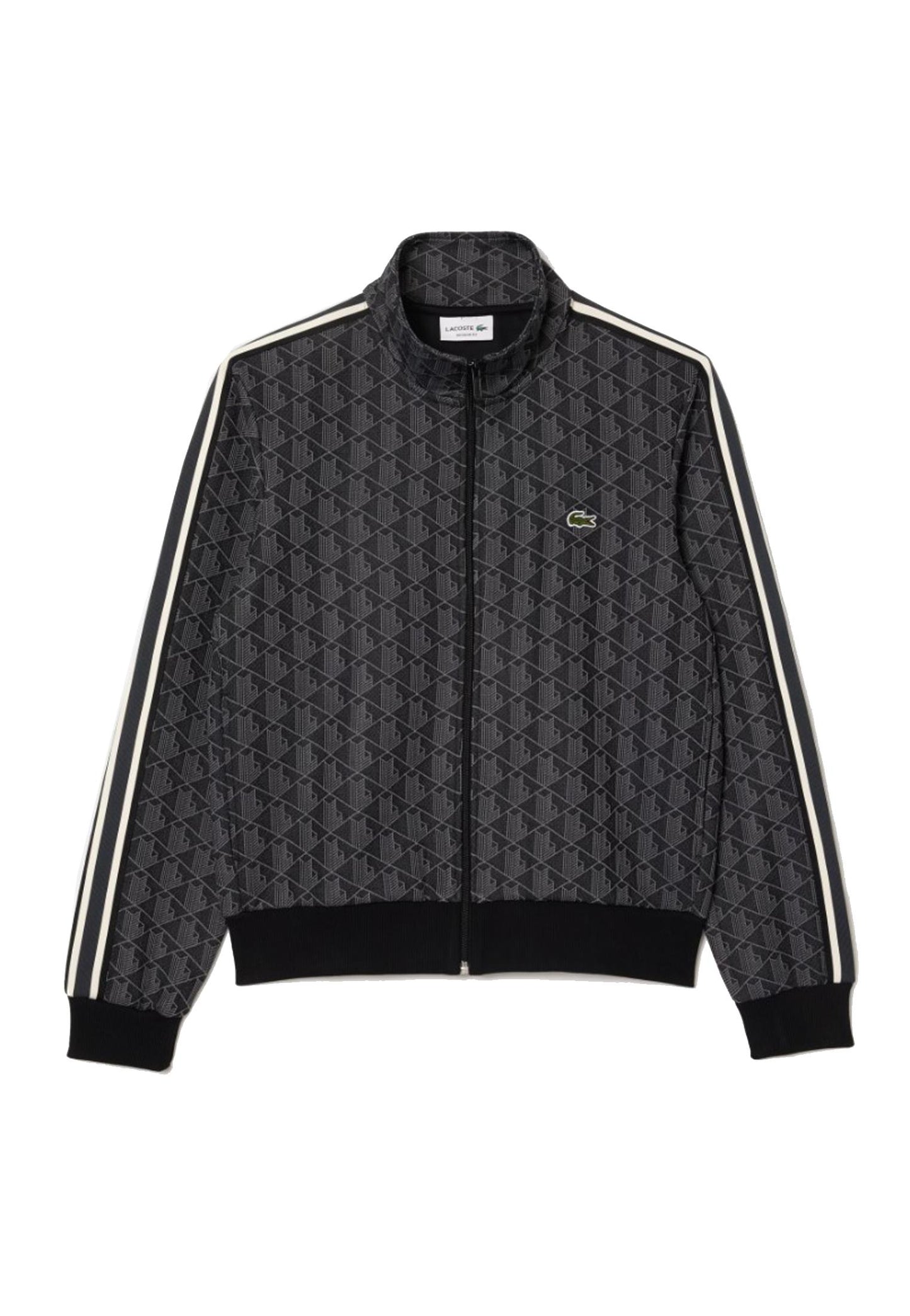 Felpa con zip tuta jacquard nera Lacoste A25 SH1368 4PC4PC LACOSTE 