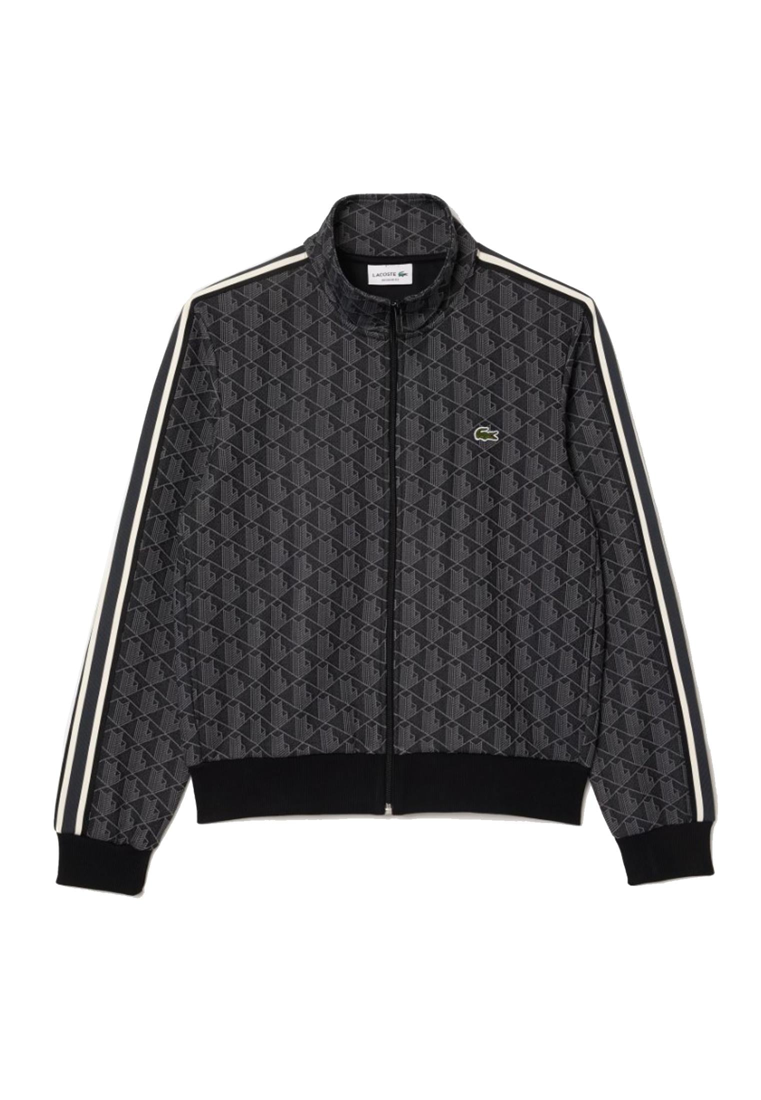 Felpa con zip tuta jacquard nera Lacoste A25 SH1368 4PC4PC LACOSTE 