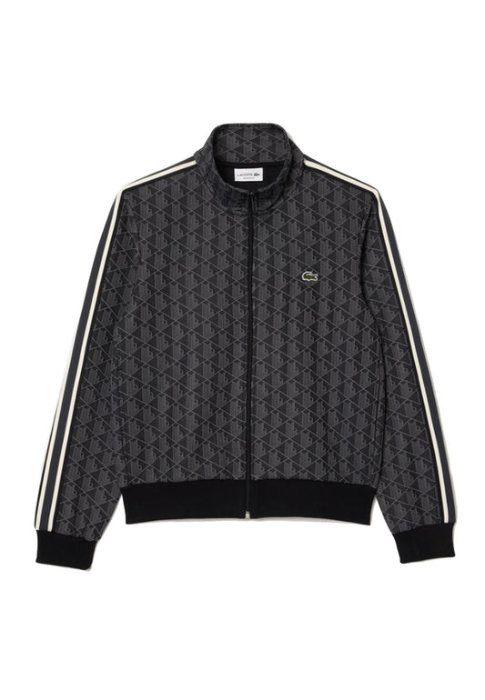 Felpa con zip tuta jacquard nera Lacoste A25 SH1368 4PC4PC LACOSTE 