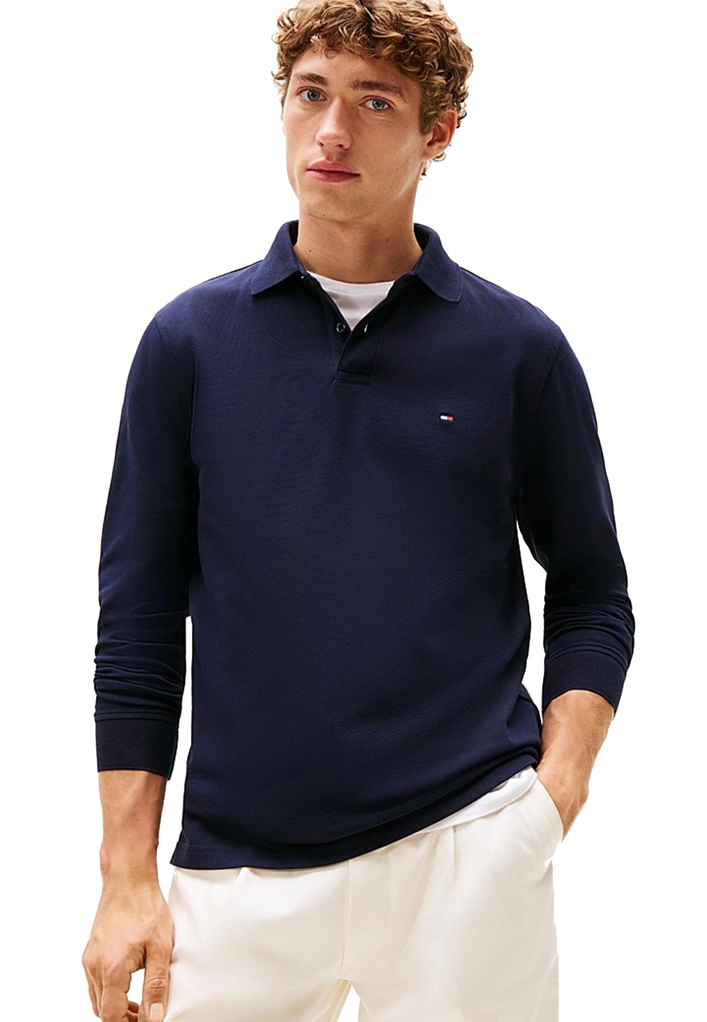 Polo blu maniche lunghe cotone regular fit Tommy Hilfiger A25 MW0MW20183DW5 DW5DW5 TOMMY HILFIGER 
