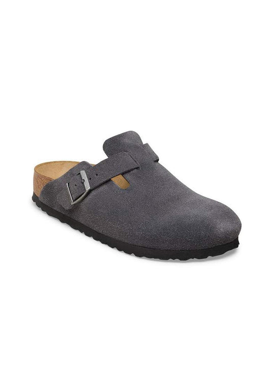 Ciabatte grigie pelle scamosciata punta chiusa Boston Birkenstock P26 1031678 BI-C2 BIRKENSTOCK 