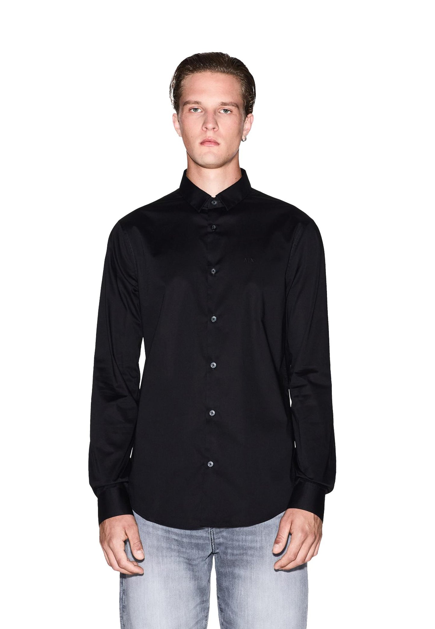 Camicia nera cotone slim fit Armani Exchange A25 8NZC31 ZN28Z 12001200 ARMANI EXCHANGE 