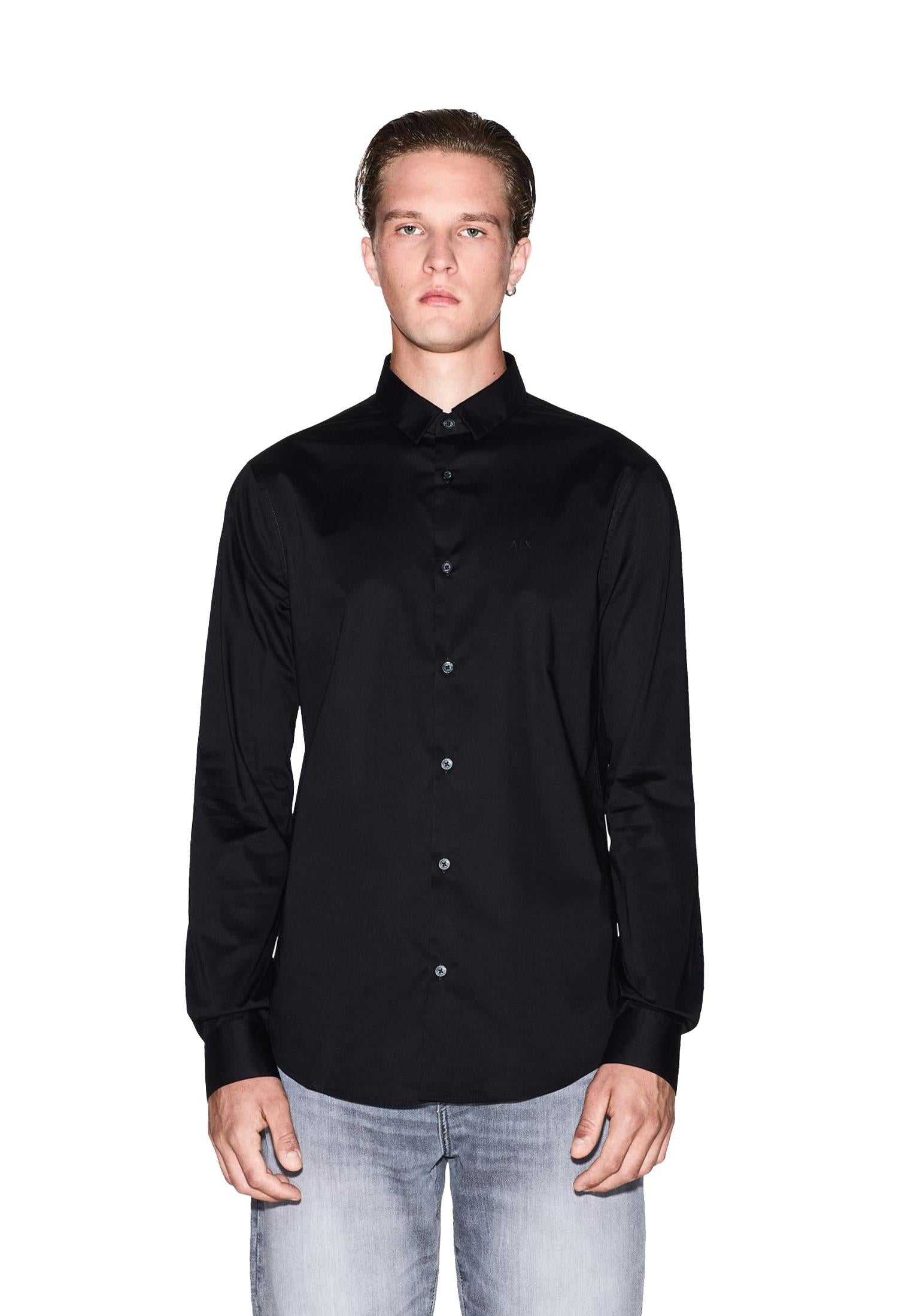 Camicia nera cotone slim fit Armani Exchange A25 8NZC31 ZN28Z 12001200 ARMANI EXCHANGE 