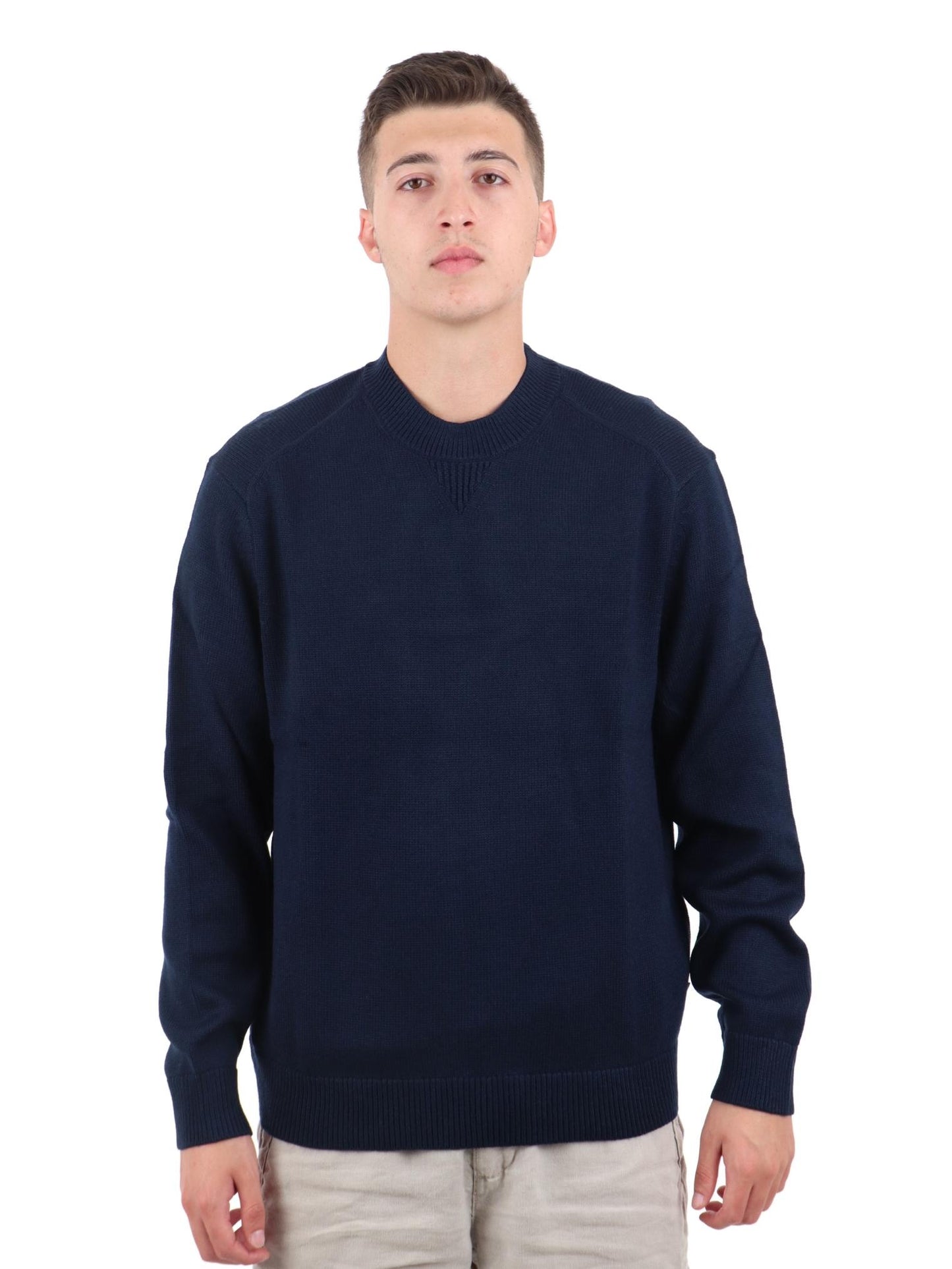 Maglia a maniche lunghe blu navy in tessuto misto Armani Exchange A24