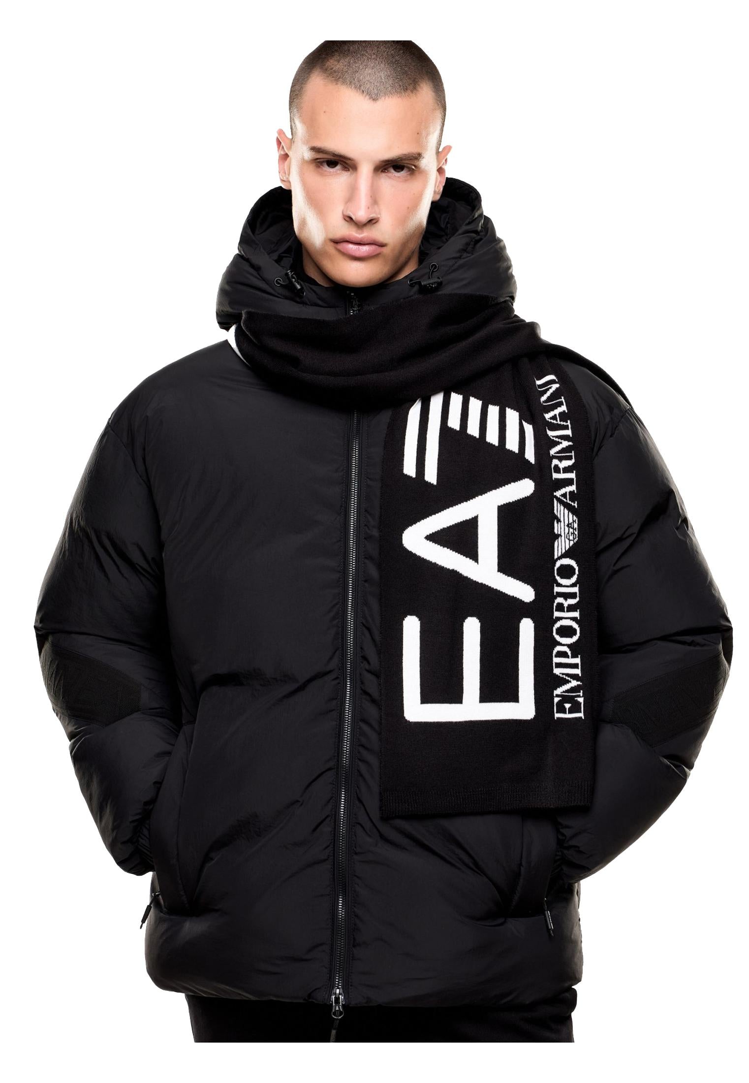 Sciarpa nera e logo bianca Visibility EA7 Armani A25 7X000007 AF11994 MC008MC008 EA7 