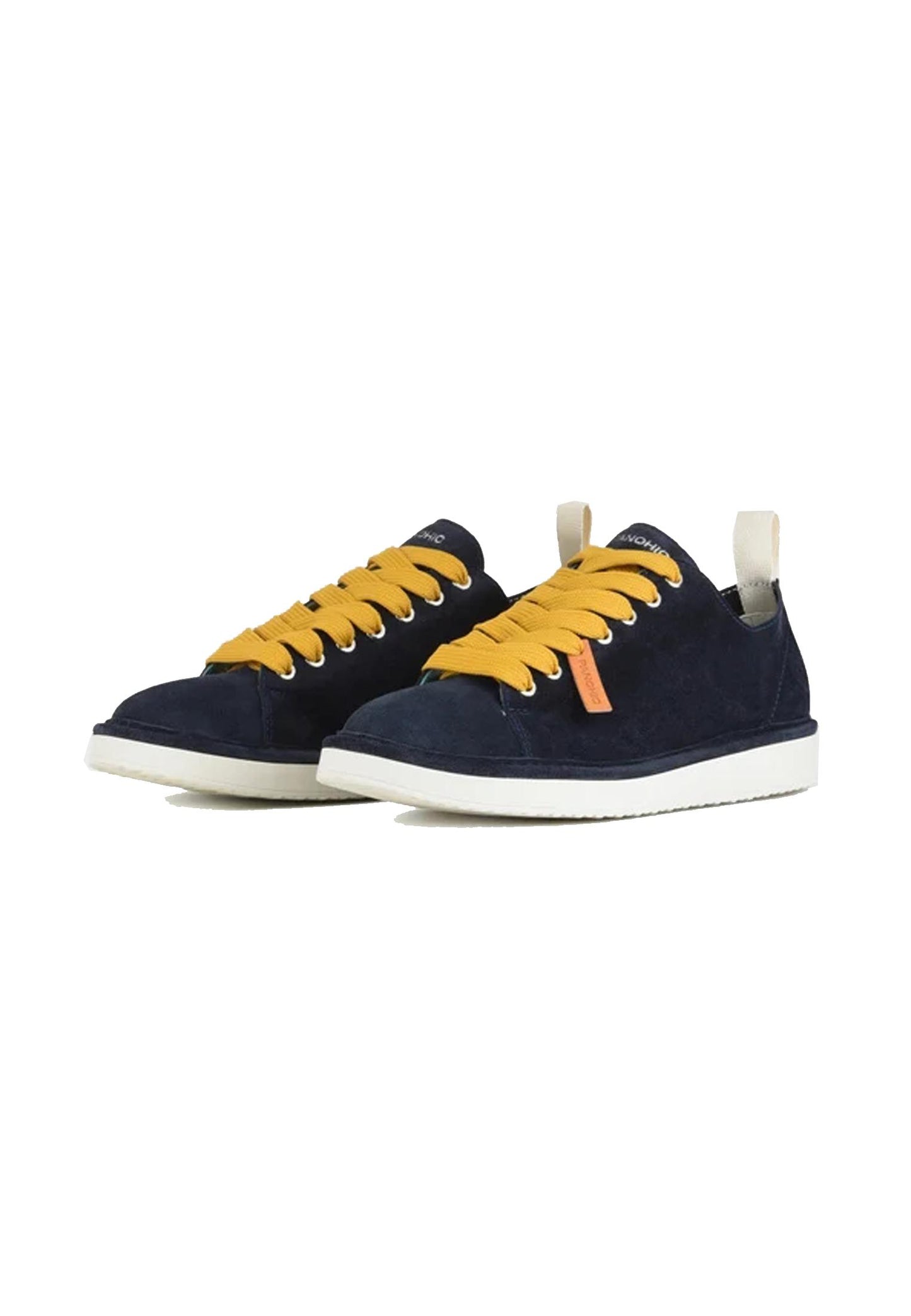 Scarpe pelle blu lacci giallo P01 Panchic P24