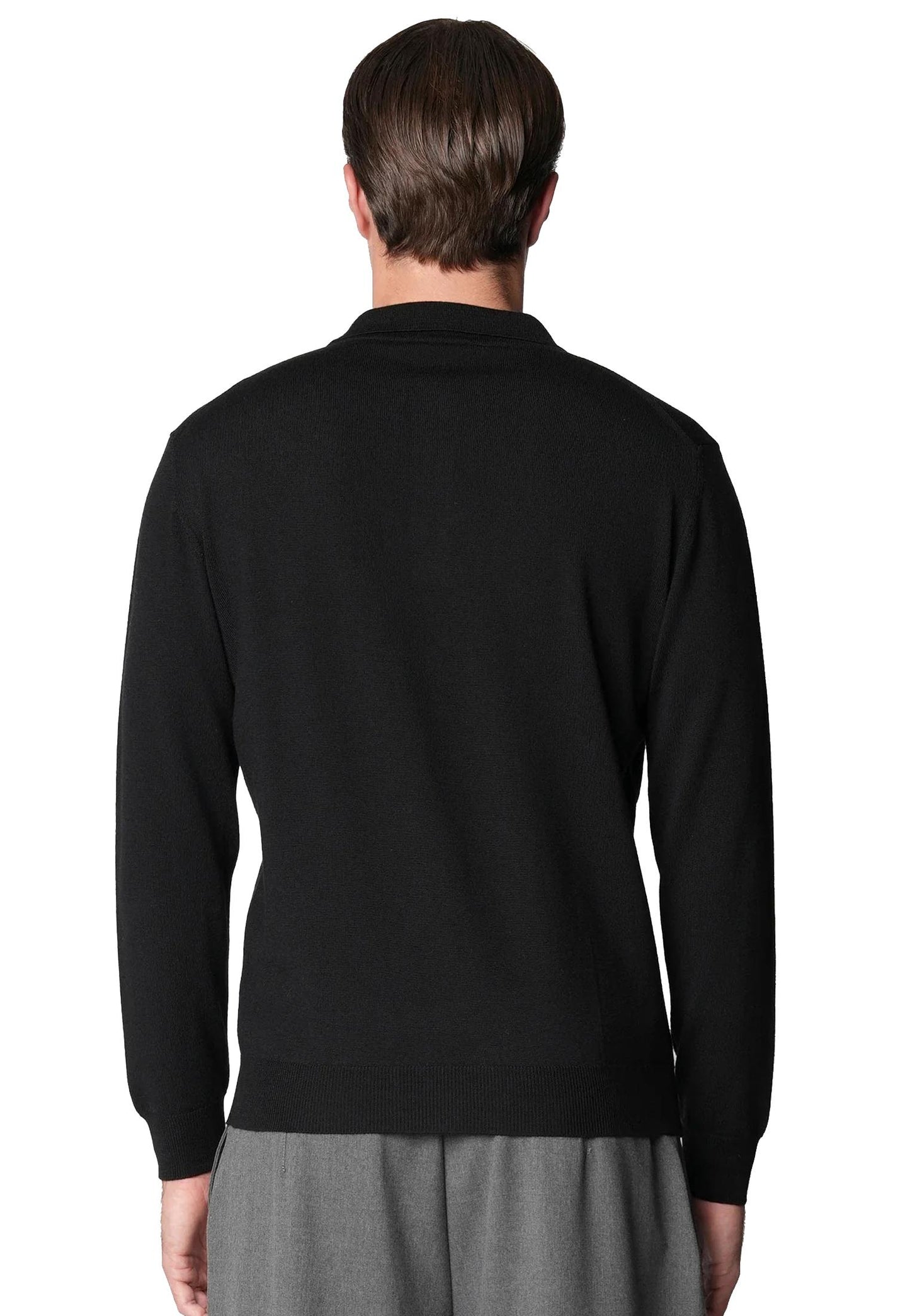 Maglia polo nera lana merino extrafine Bellwood A25 0325M0005 000016000016 BELLWOOD 