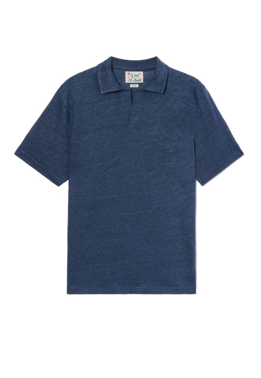 Polo manica corta blu lino Fraser MC2 Saint Barth P26 FRS0001 00119L00119L MC2 