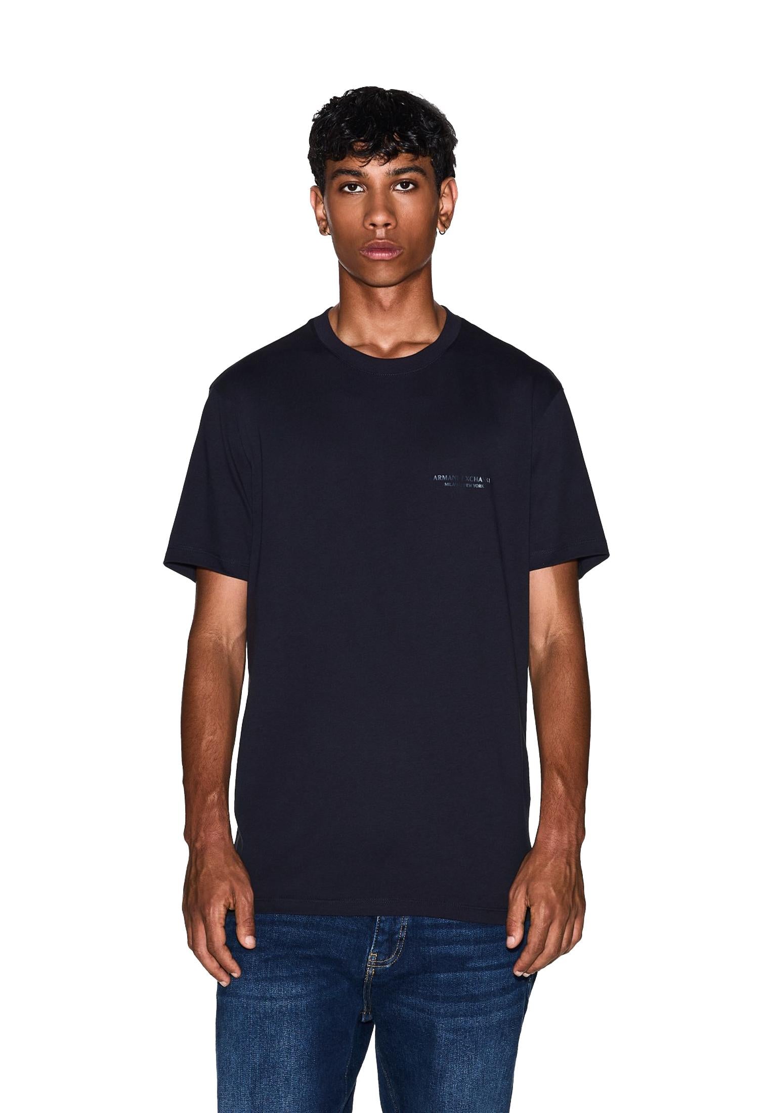 T-shirt blu girocollo cotone logo minimal cuore regular fit Armani Exchange A25 XM001281 AF10361 UB101UB101 ARMANI EXCHANGE 