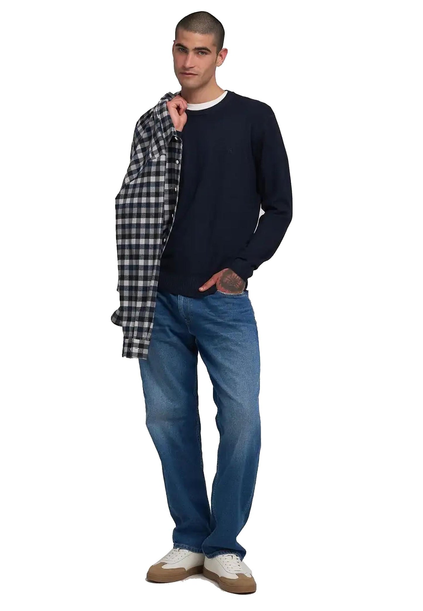 Maglia pullover girocollo blu misto lana Replay A25 UK4854.000.G21901 088088 REPLAY 