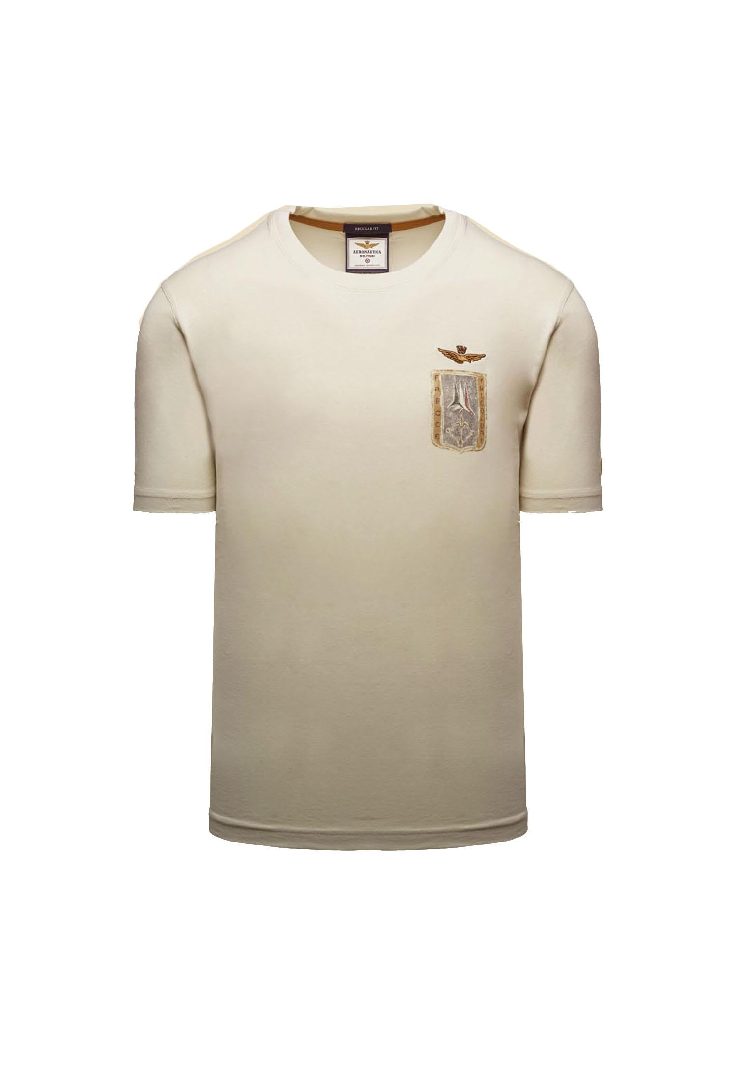 T-shirt bianca girocollo cotone stemma 313 Frecce Aeronautica Militare P26 261TS2534UJ00641 7307873078 AERONAUTICA MILITARE 