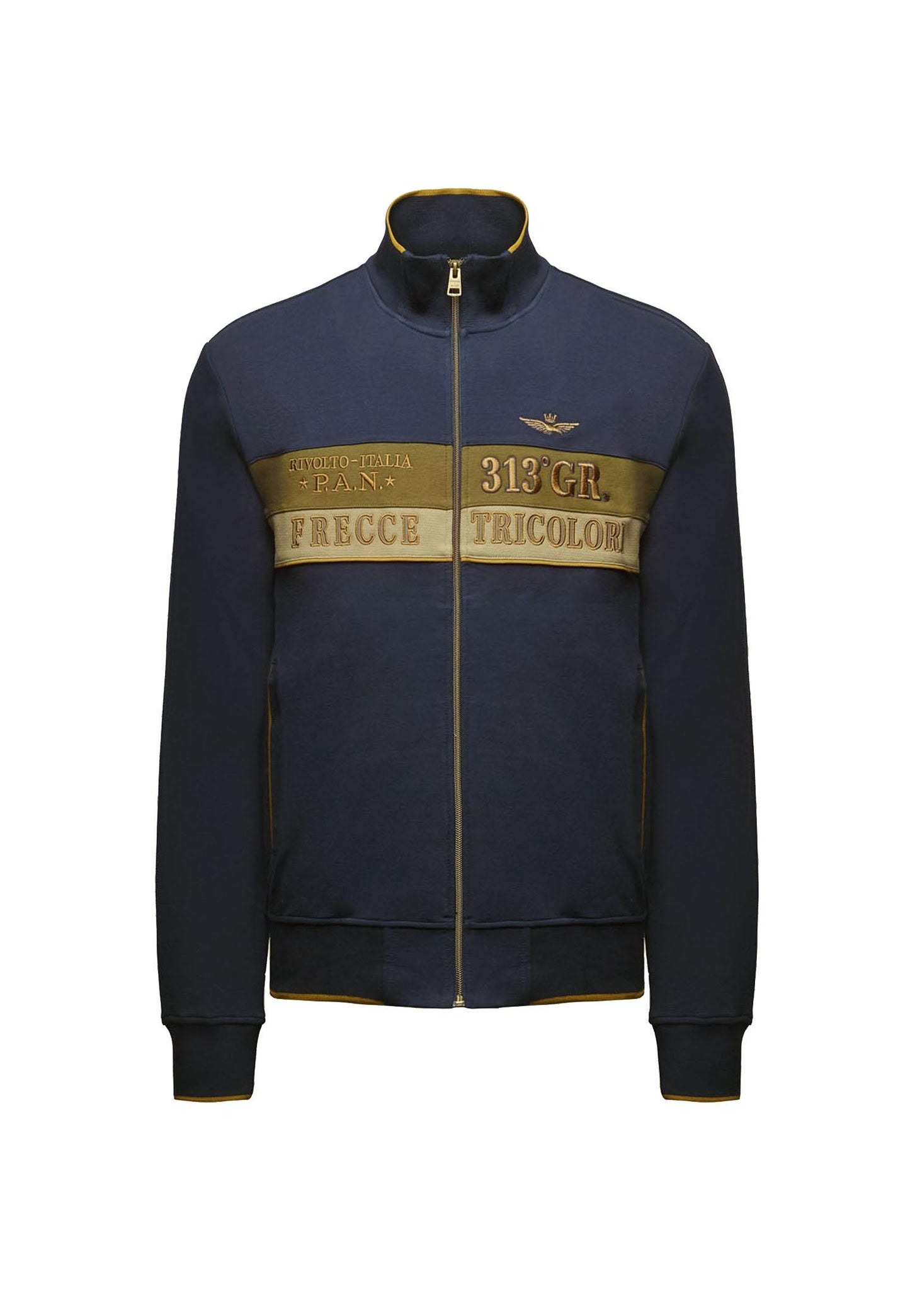 Felpa full zip blu e beige color-block Aeronautica Militare A25 252FE2066UP00350 9468794687 AERONAUTICA MILITARE 