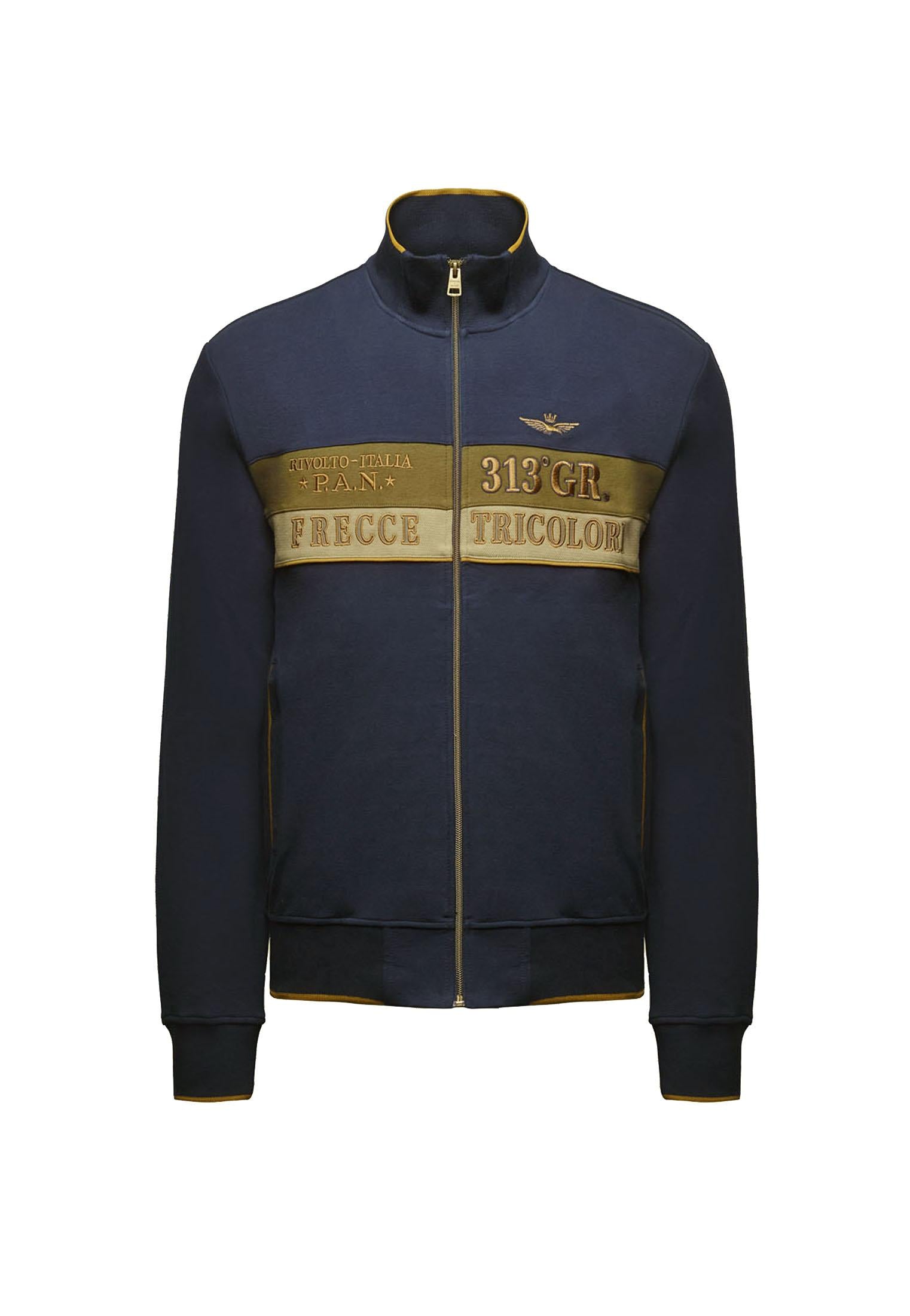 Felpa full zip blu e beige color-block Aeronautica Militare A25 252FE2066UP00350 9468794687 AERONAUTICA MILITARE 