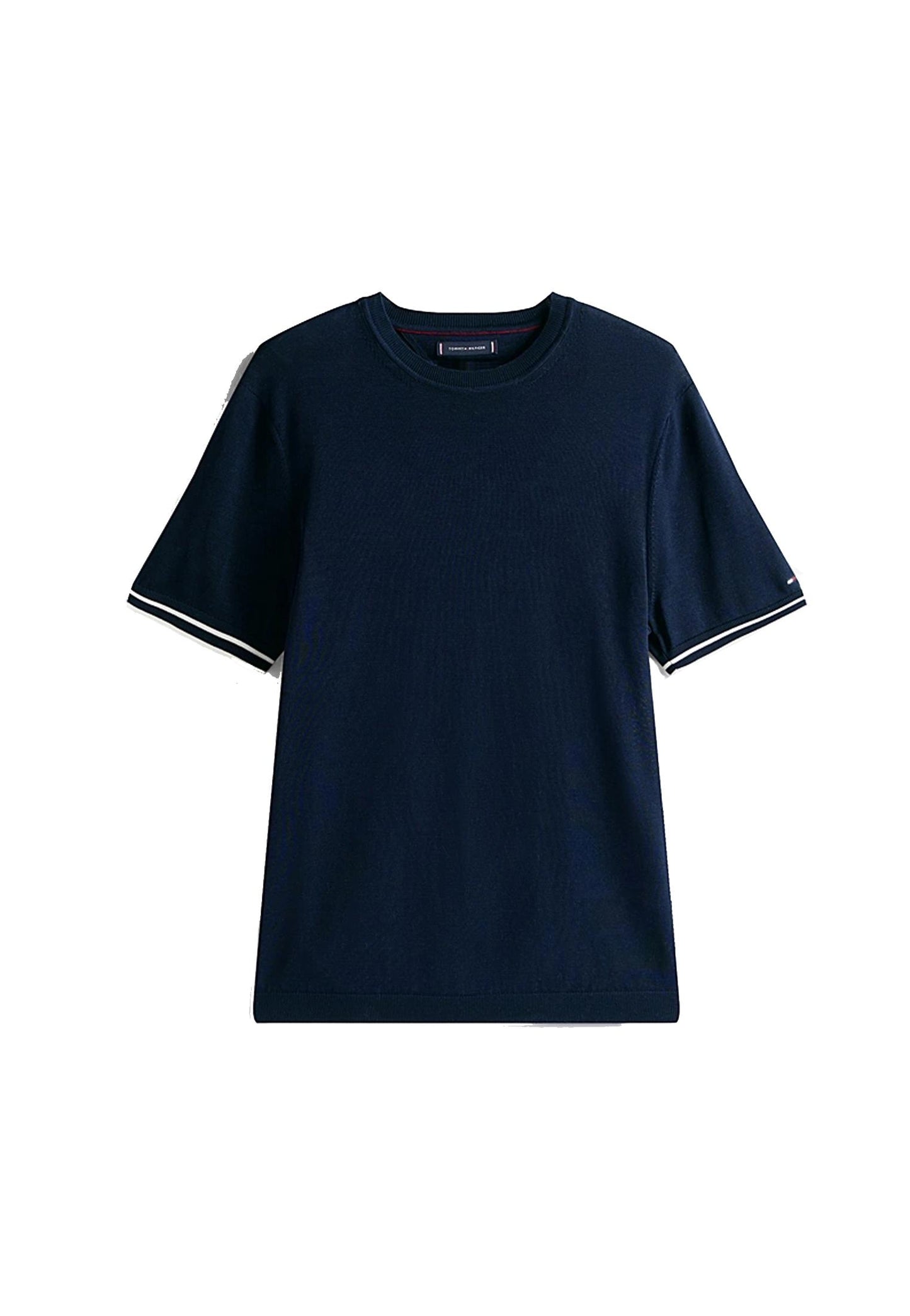 T-shirt in maglia cotone contrasto righe blu Tommy Hilfiger A25 MW0MW39778DW5 DW5DW5 TOMMY HILFIGER 