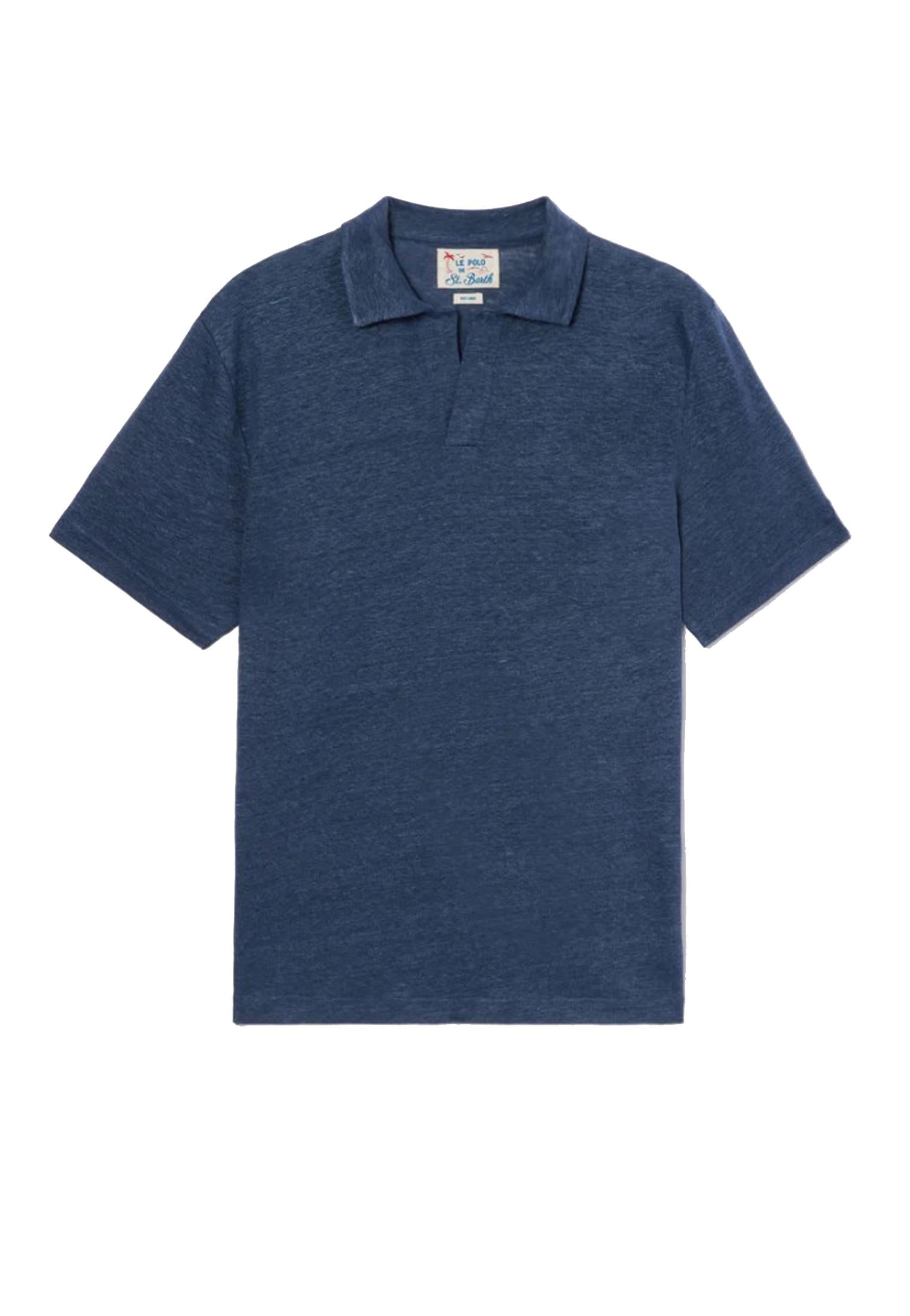 Polo manica corta blu lino Fraser MC2 Saint Barth P26 FRS0001 00119L00119L MC2 