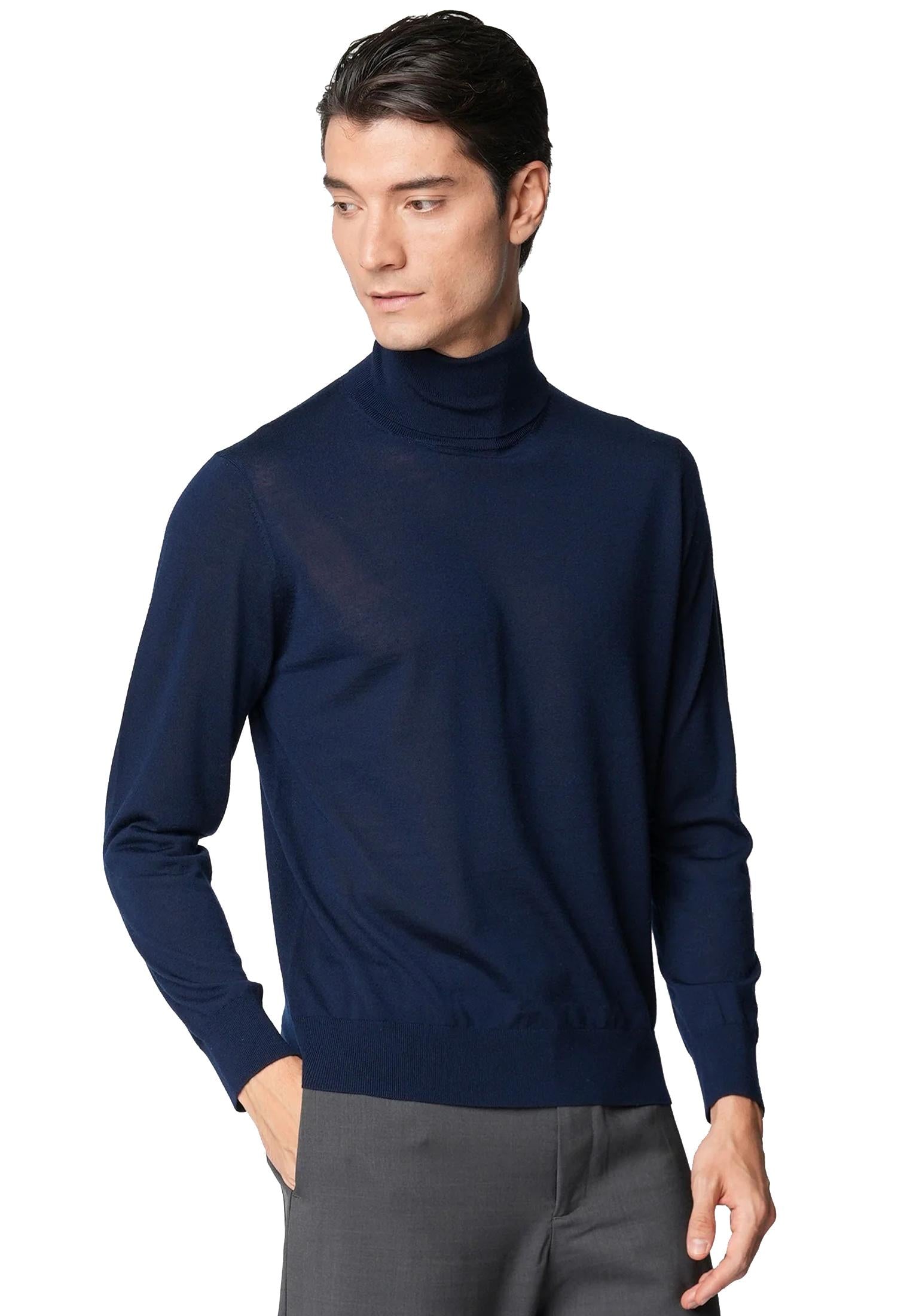 Maglia dolcevita lupetto blu scuro lana merino 18 Bellwood A25 0325M9004 000015000015 BELLWOOD 