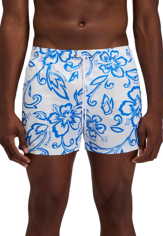 Costume da bagno spiaggia piscina bianca hibiscus Sundek P26 M504BDTA1IA M6S036614IA SUNDEK 