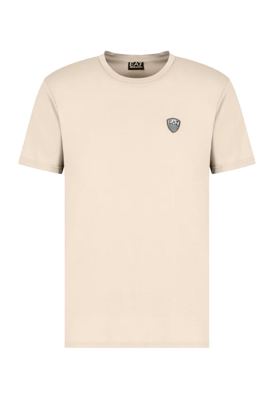 T-shirt girocollo beige misto viscosa logo scudetto EA7 Armani P25 8NPT16 PJRGZ U6155U6155 EA7 