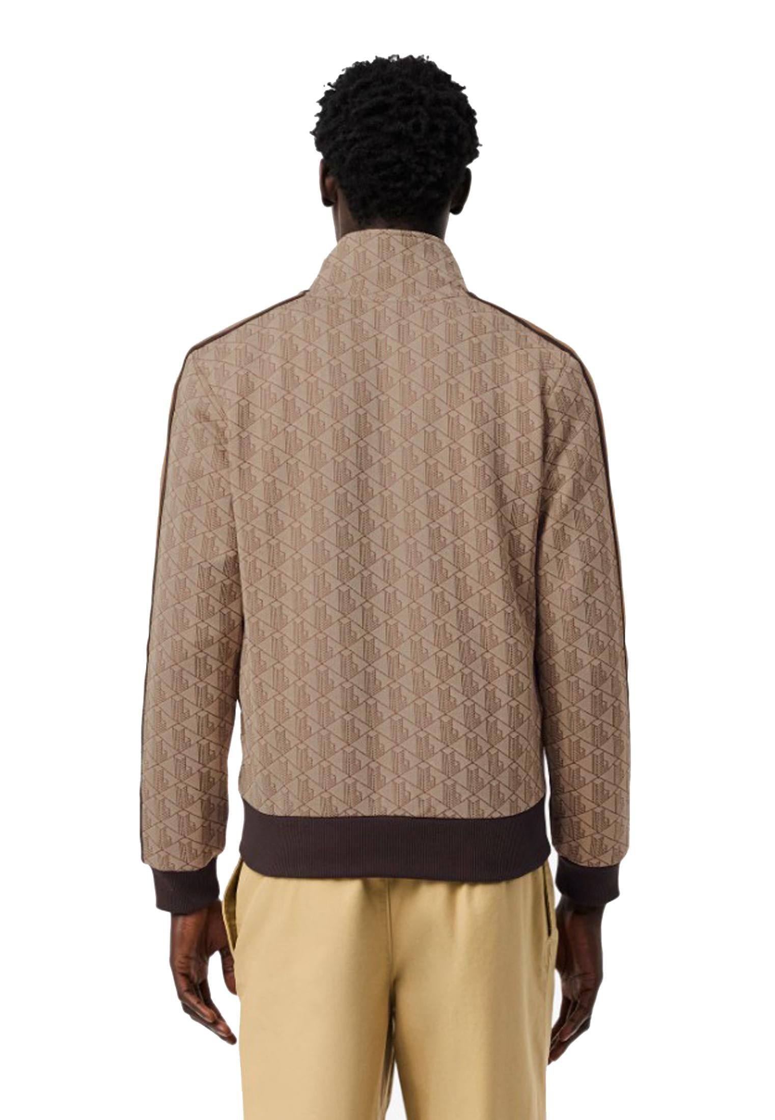 Felpa con zip tuta jacquard marrone Lacoste A25 SH1368 6IR6IR LACOSTE 